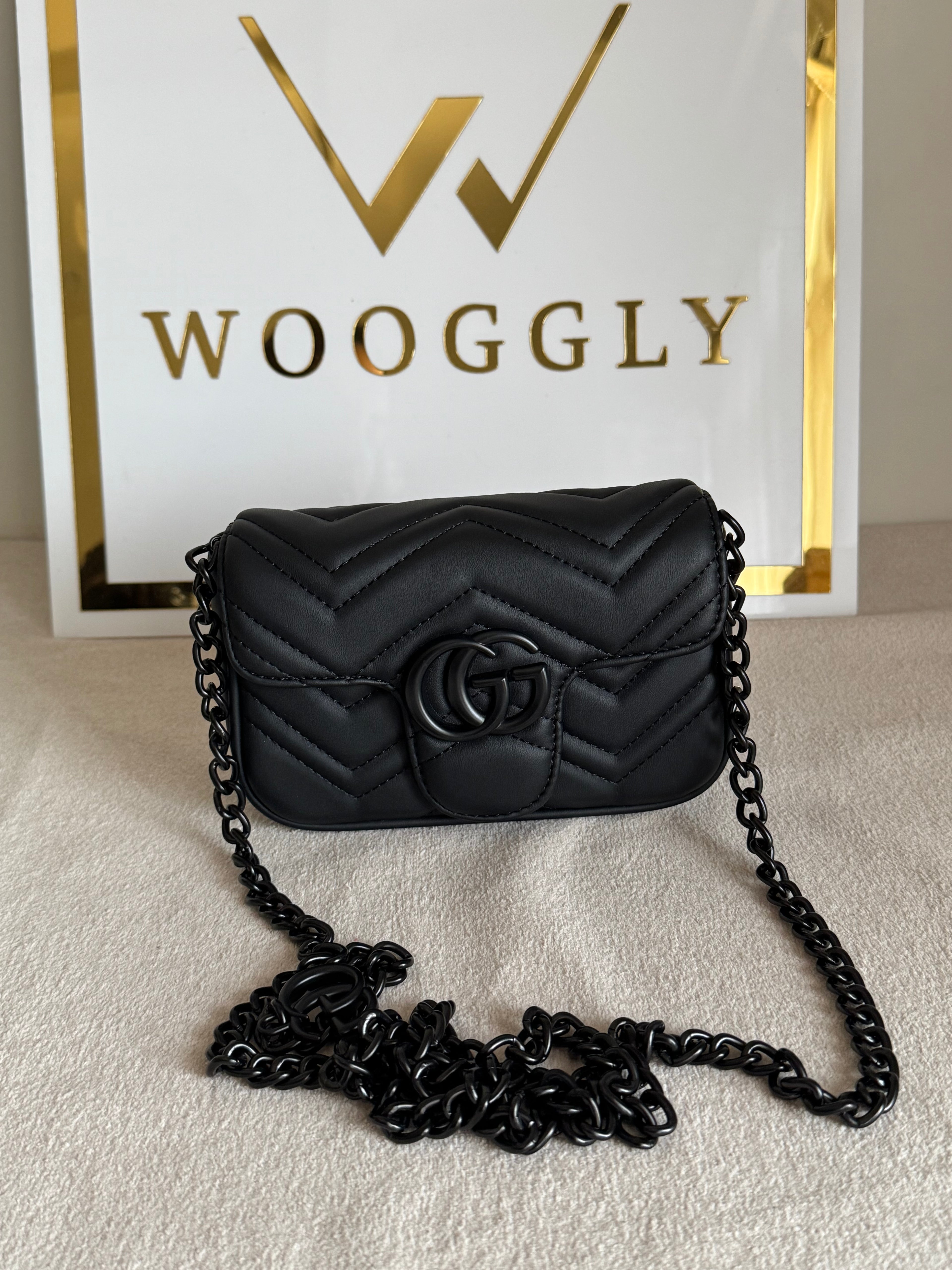 Gucci Signature Bag SMALL - Black on Black with Box Packing
