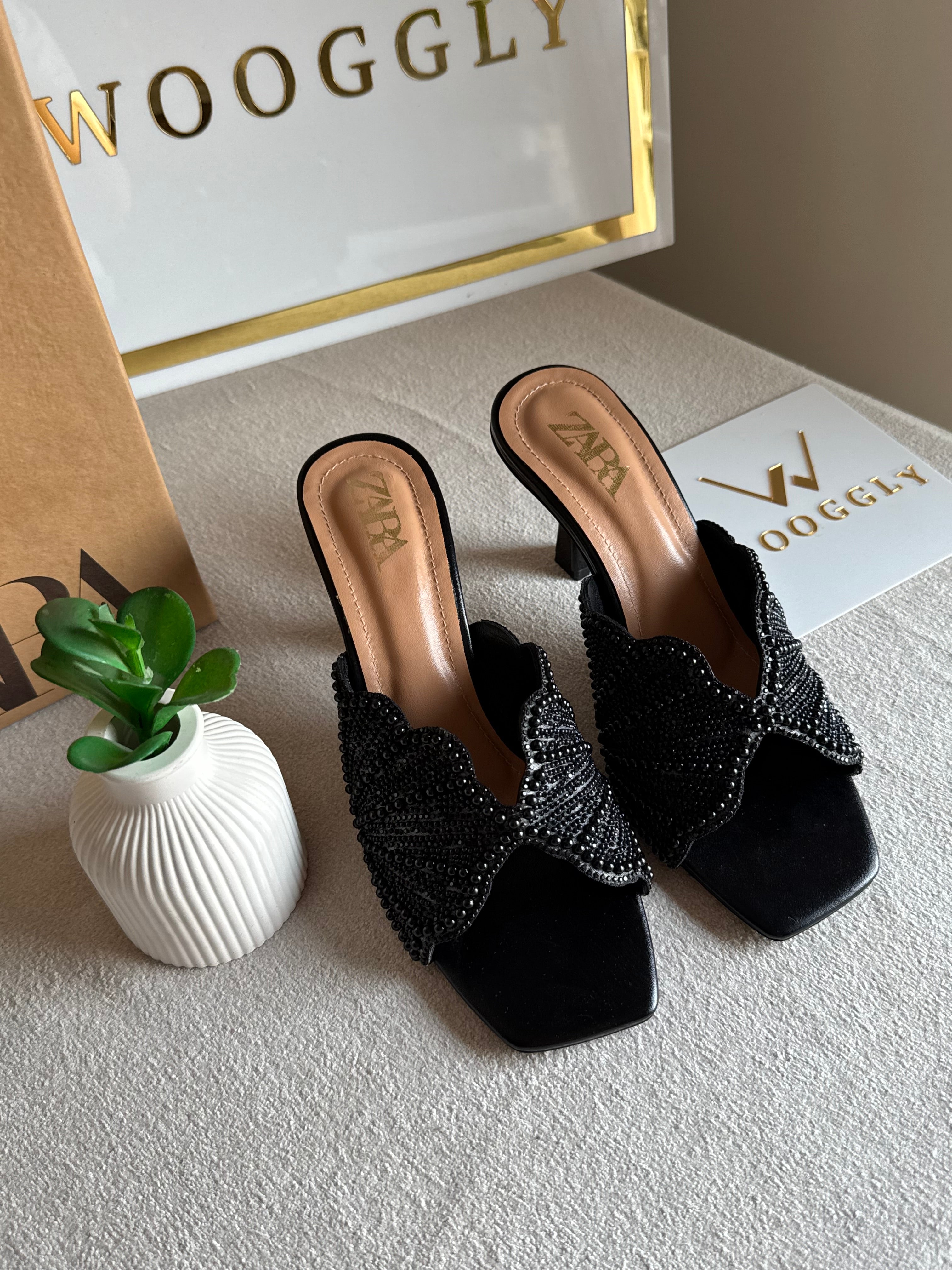 Viral Zara Faux Heels BLACK with Brand Box
