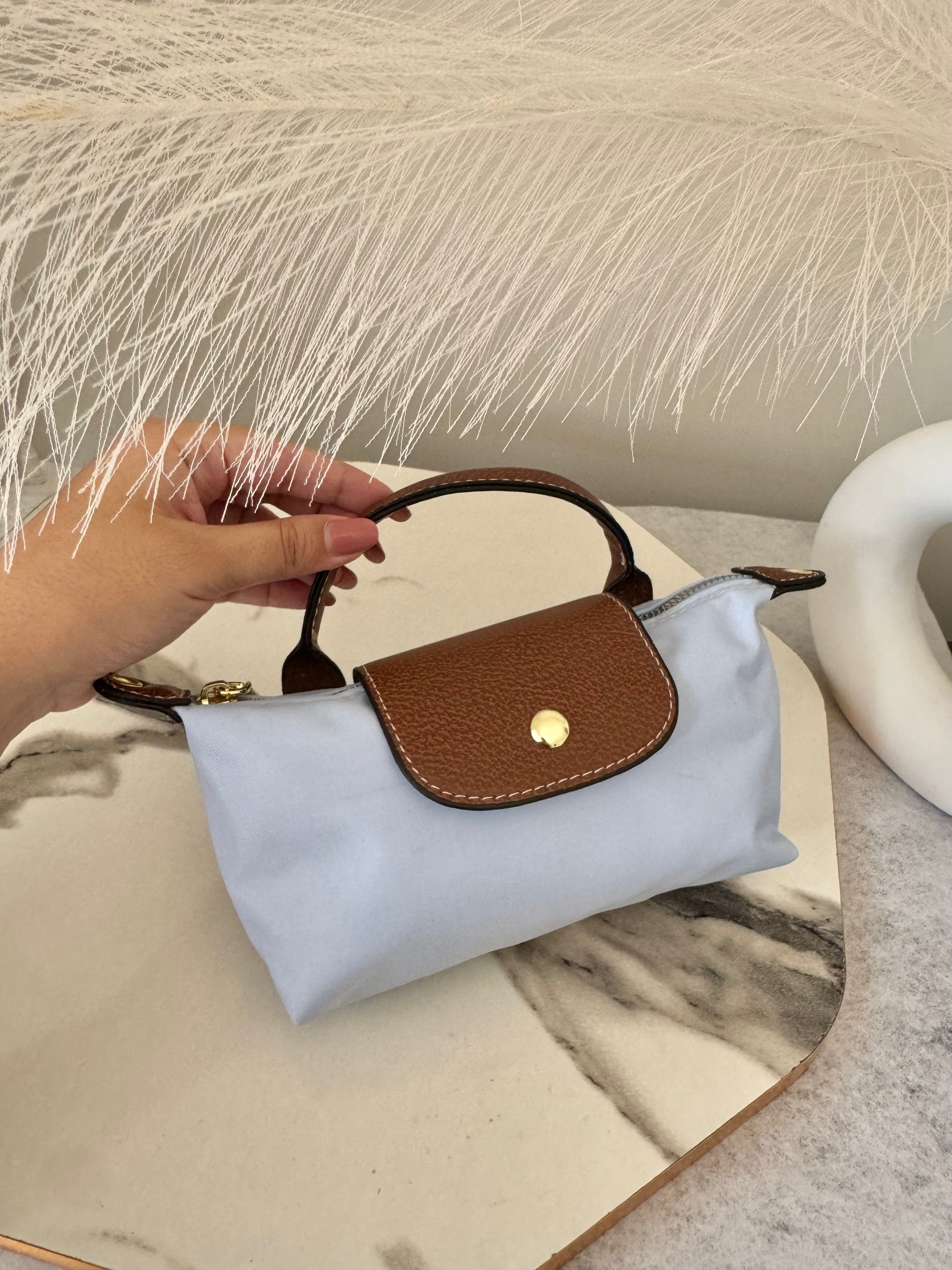 Longchamp Crossbody Bag with Strap - Small Baby Blue (NO LOGO)