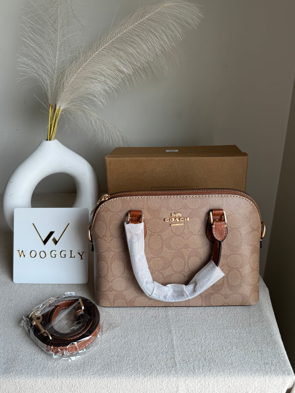 COACH PREMIUM Hand Bag (Apricot Brown) BOX PACKING