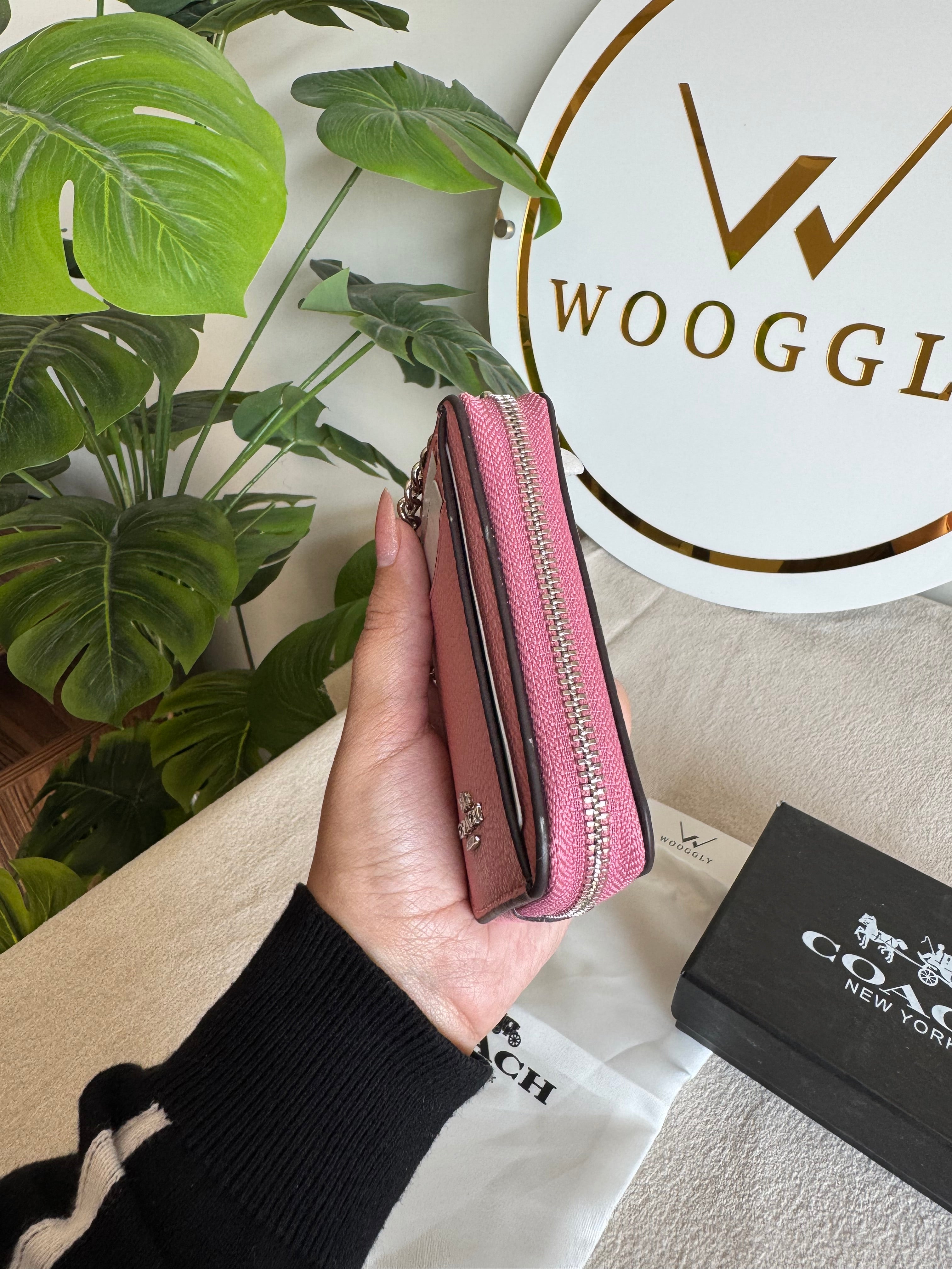 Coach Zip Card Case with Box Packing - Tea Pink