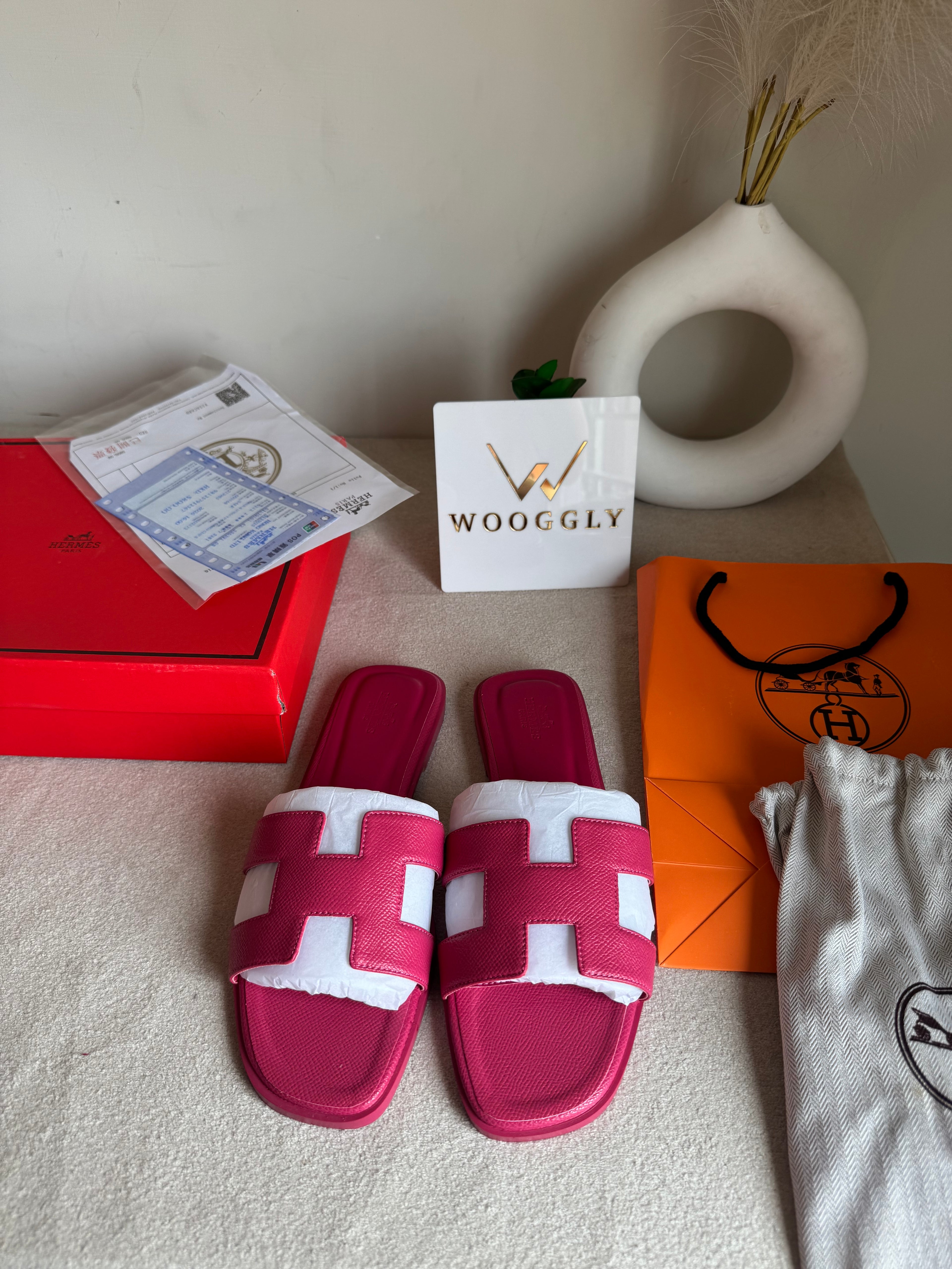 Premium Hermes Slides Hot Pink