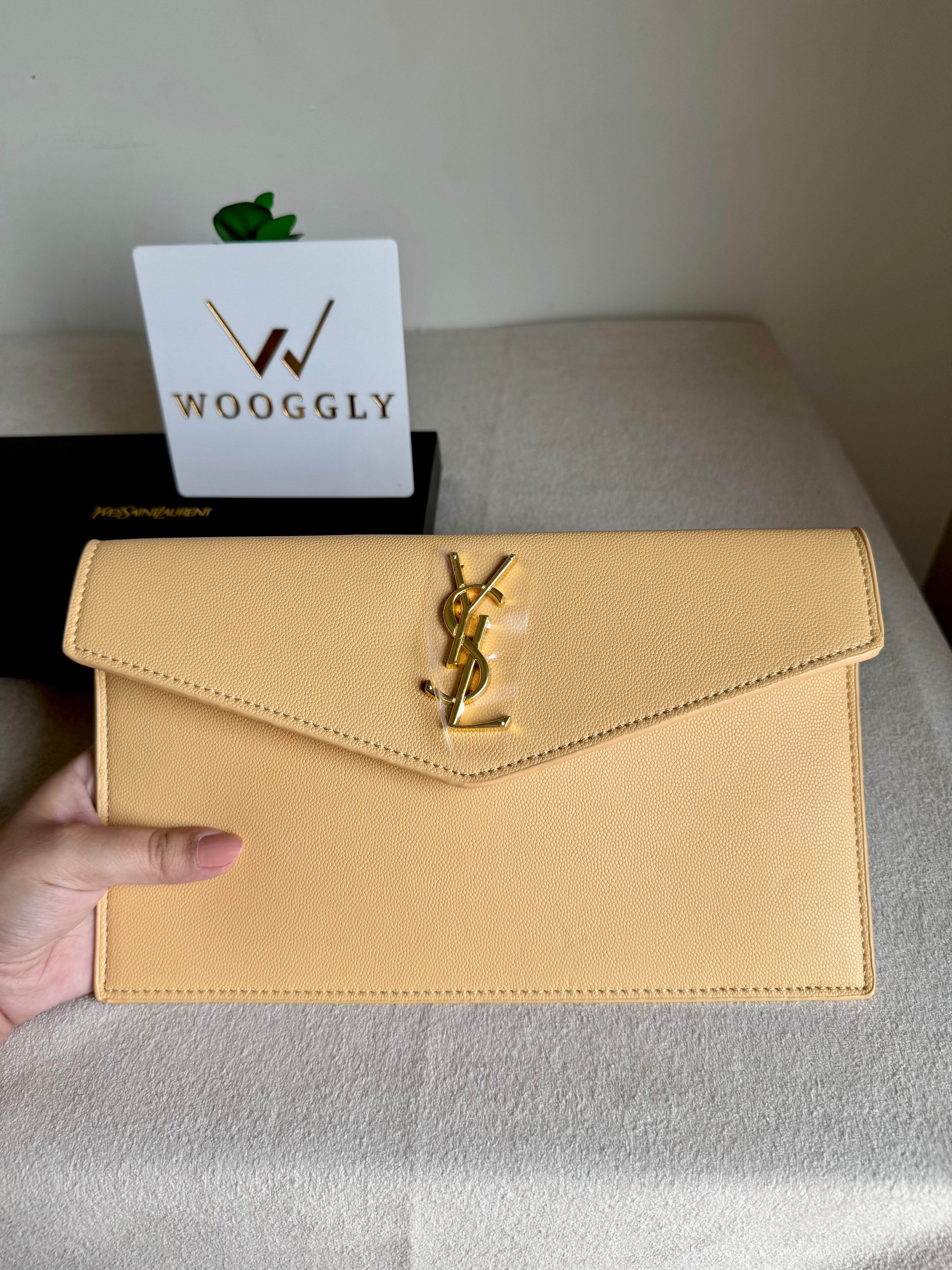 Premium Quality YSL Pouch with Box Packing - Butter Yellow