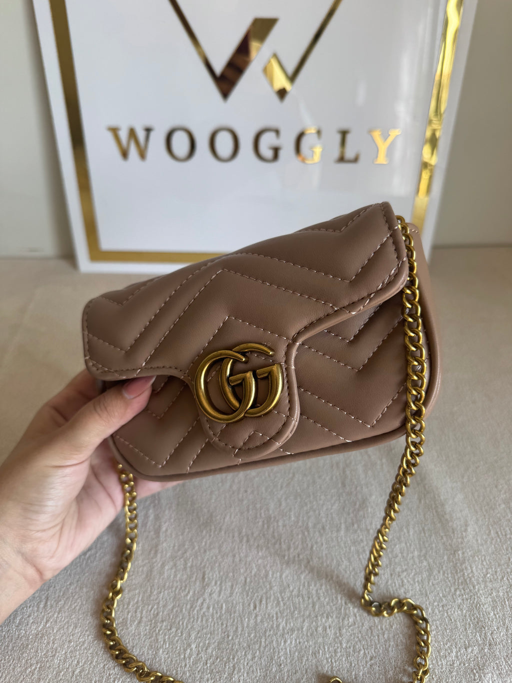 Gucci Signature Bag SMALL - Beige with Box Packing