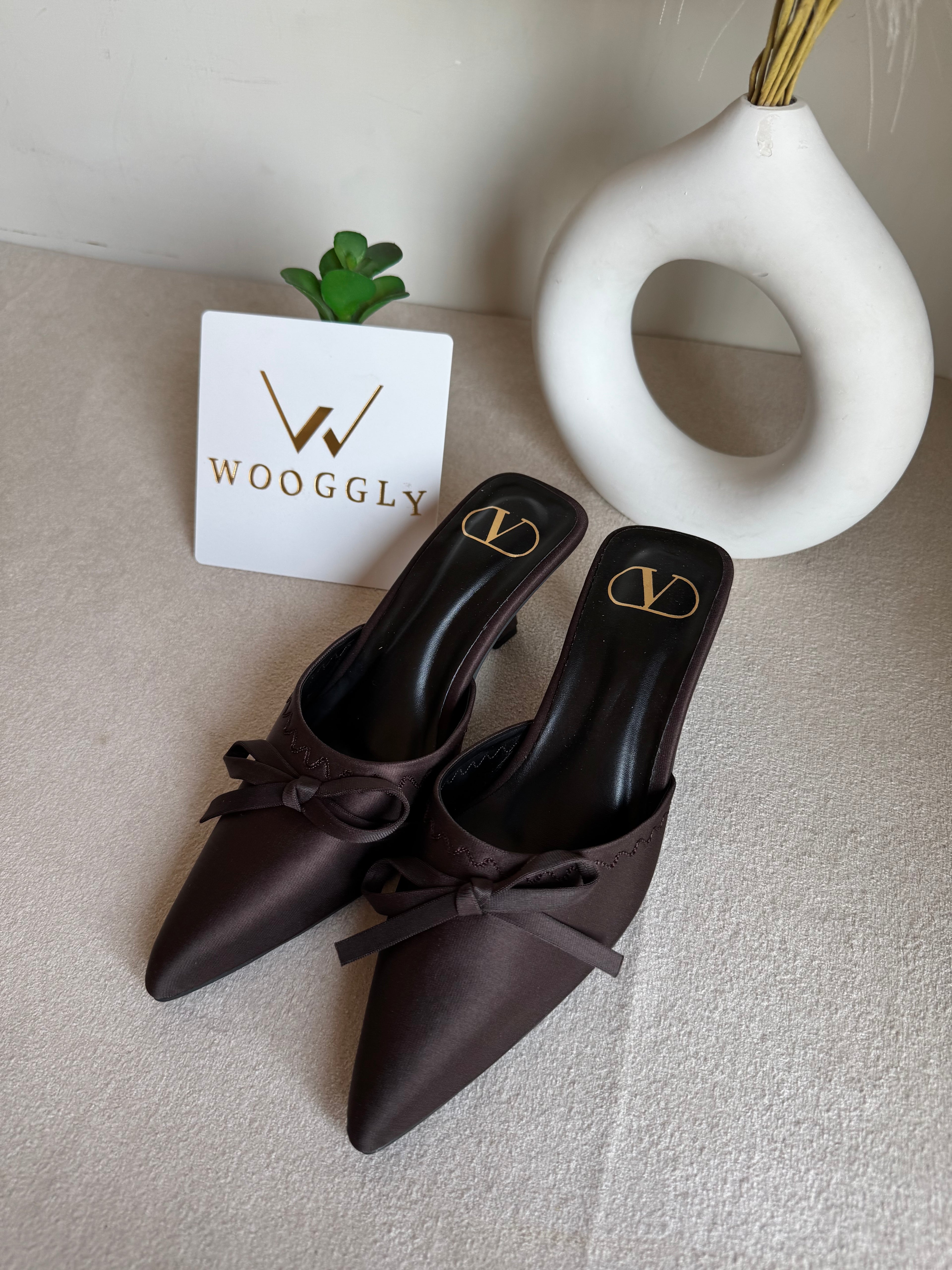 Valentino Bow Heels - Chocolate Brown