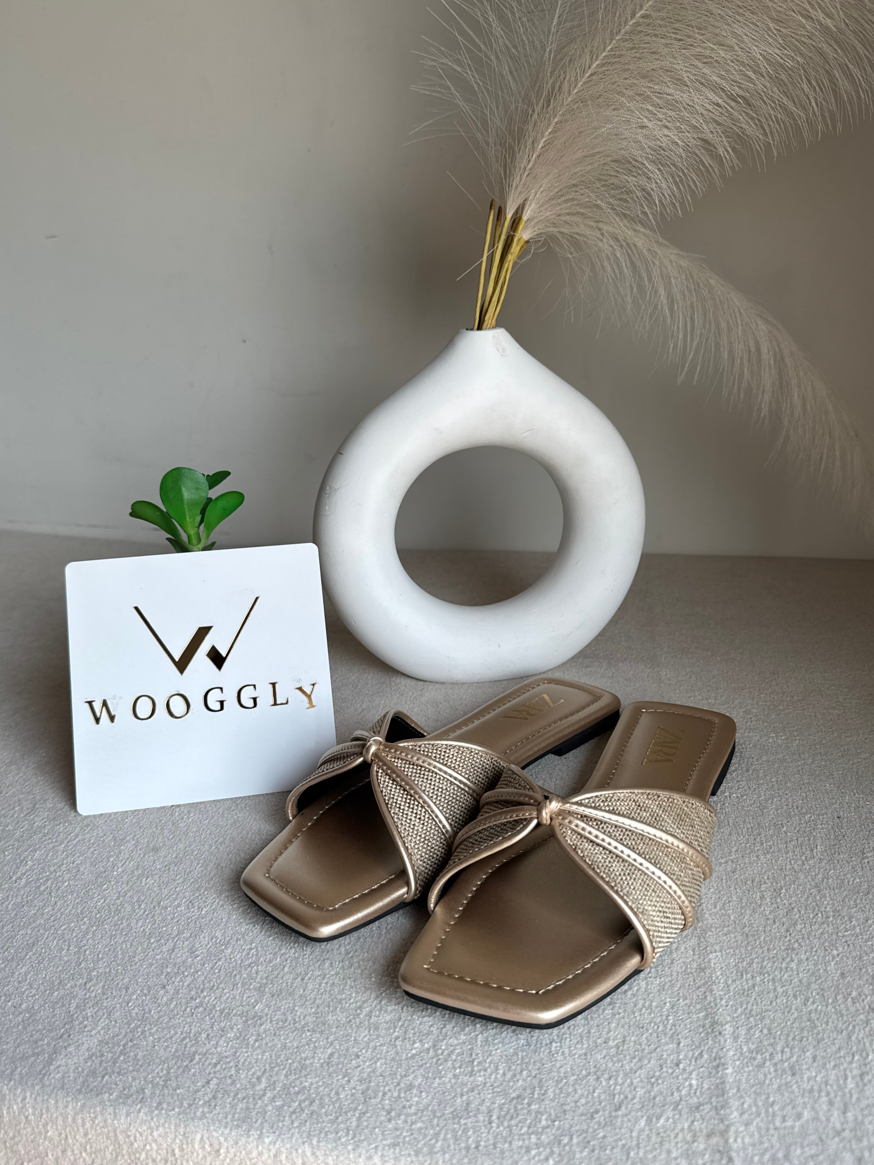 Zara Knot Slides Fawn