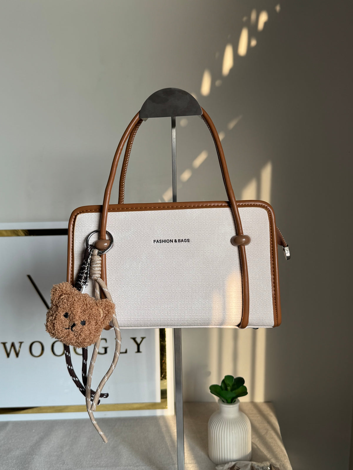 Coco White Teddy Bag with Teddy Bag Charm