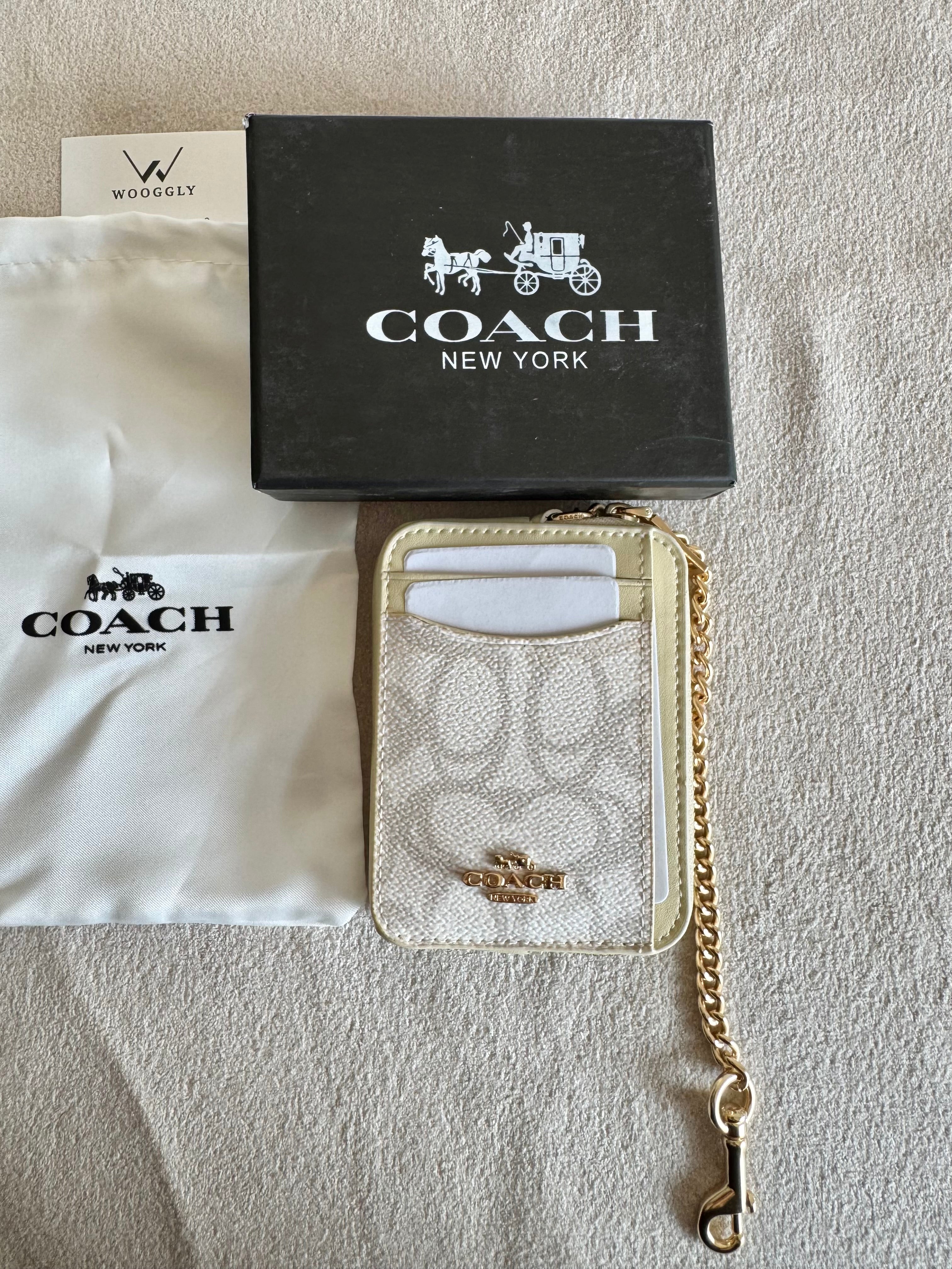 Coach Zip Card Case with Box Packing - White Beige