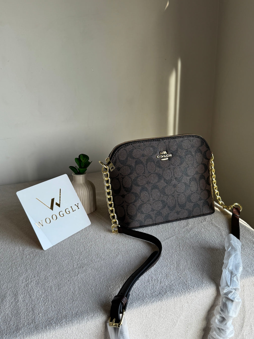 COACH Premium Crossbody Bag - Signature Brown