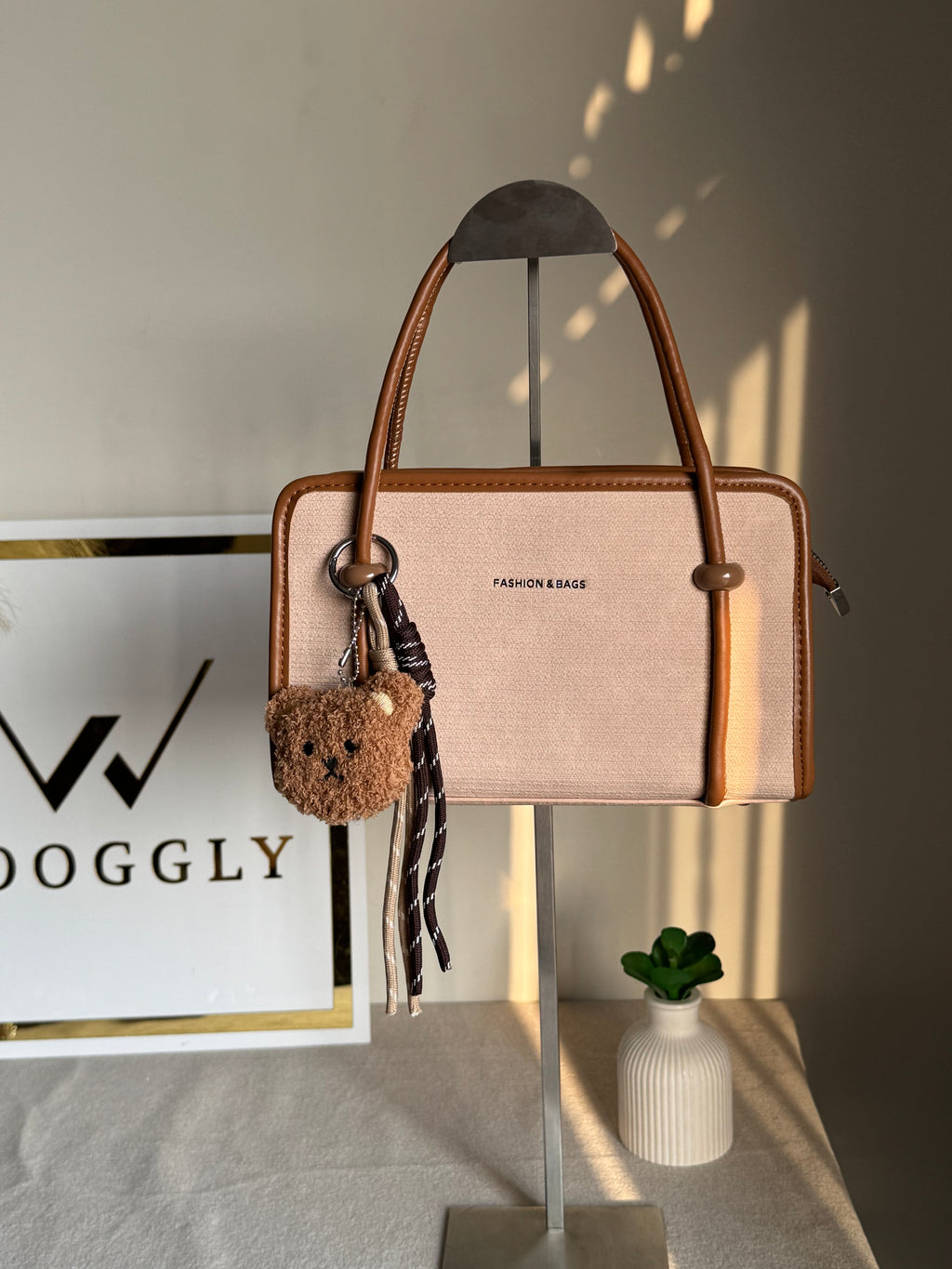Coco Light Beige Teddy Bag with Teddy Bag Charm