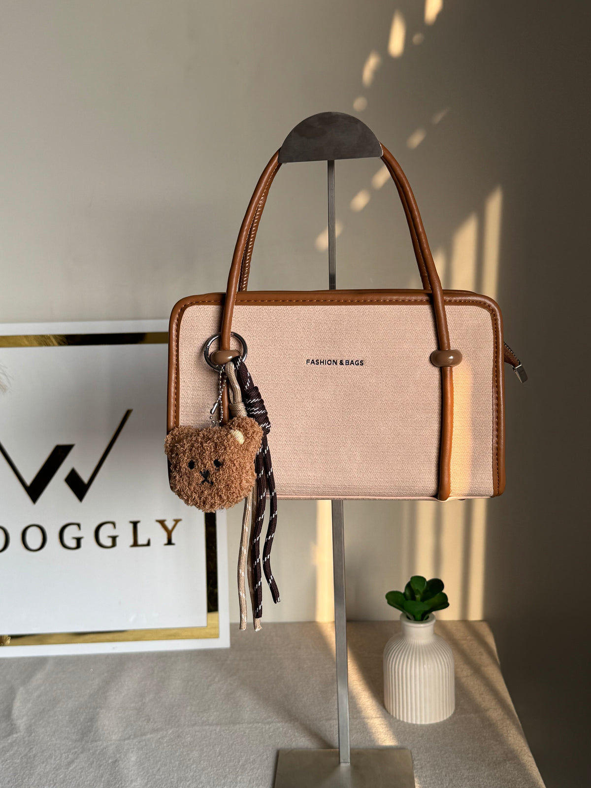 Coco Light Beige Teddy Bag with Teddy Bag Charm