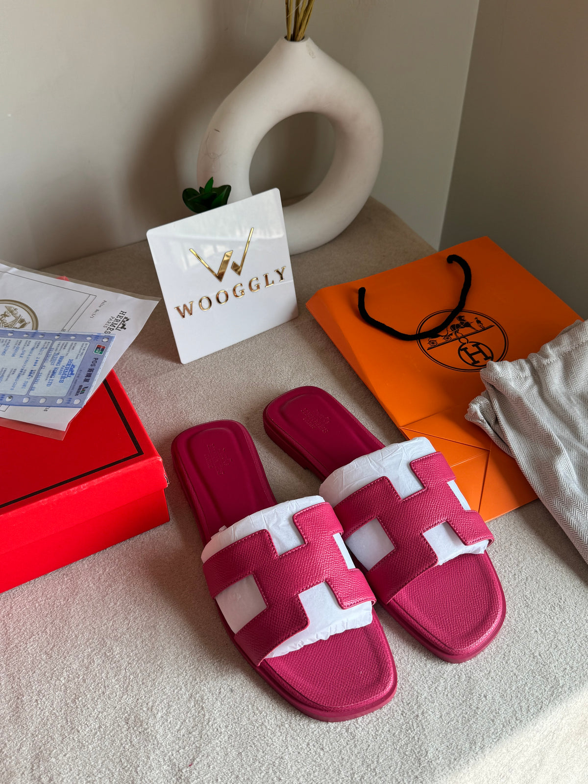 Premium Hermes Slides Hot Pink
