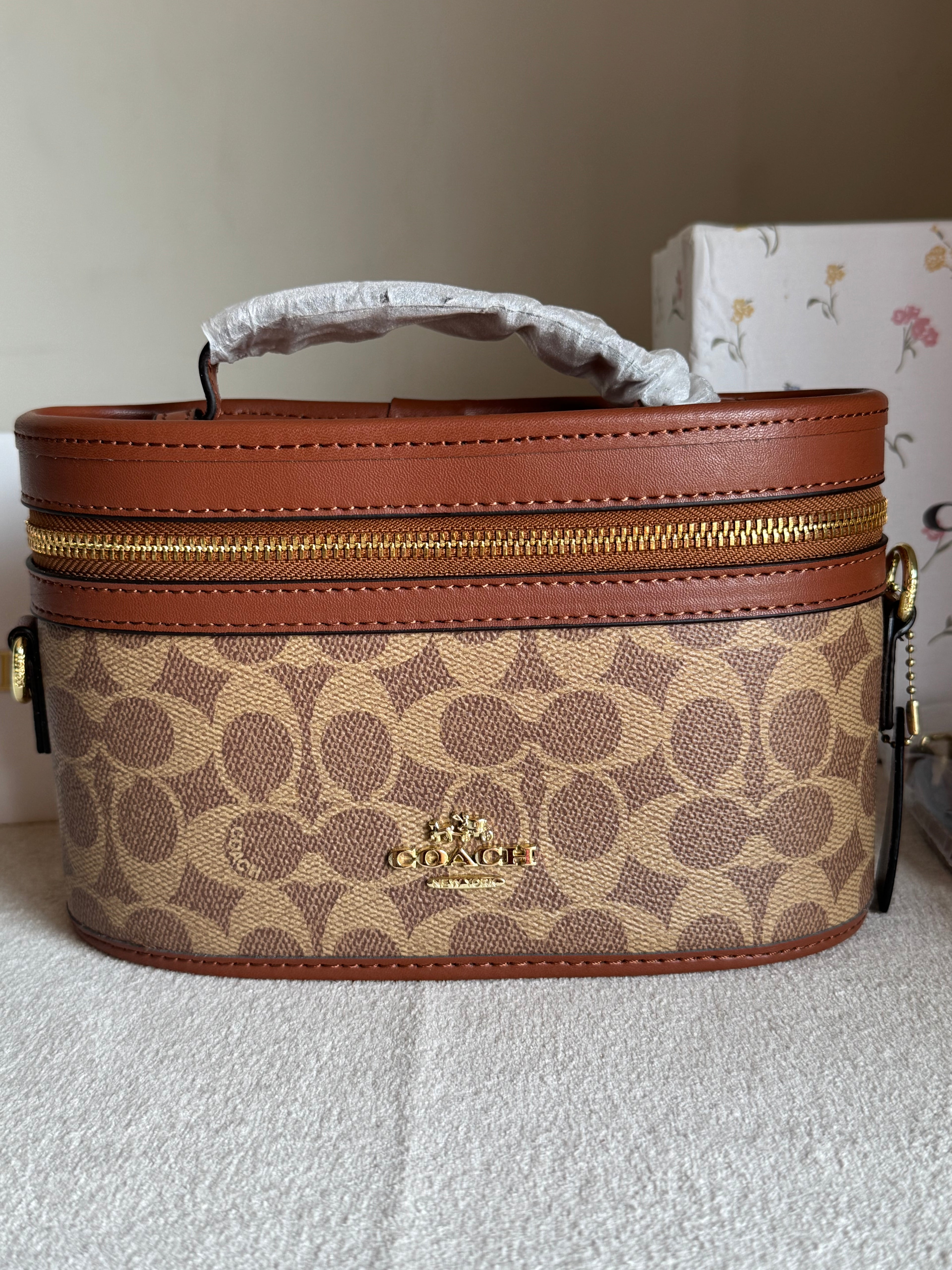 COACH Premium Bucket Bag (Apricot Brown) with Long Strap - BOX PACKING