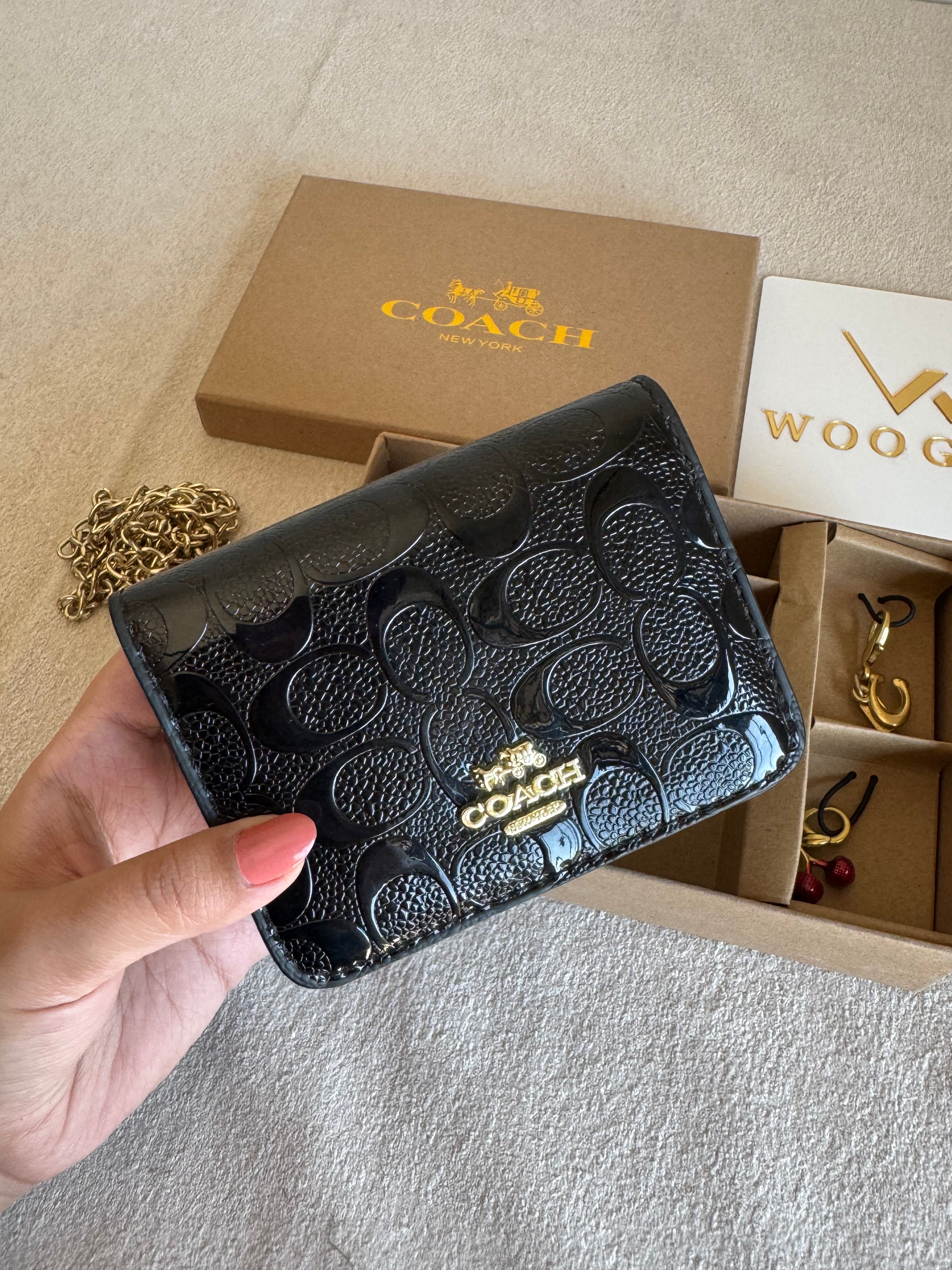 Coach Wallet with 2 Charms Gift Set - Glam Black