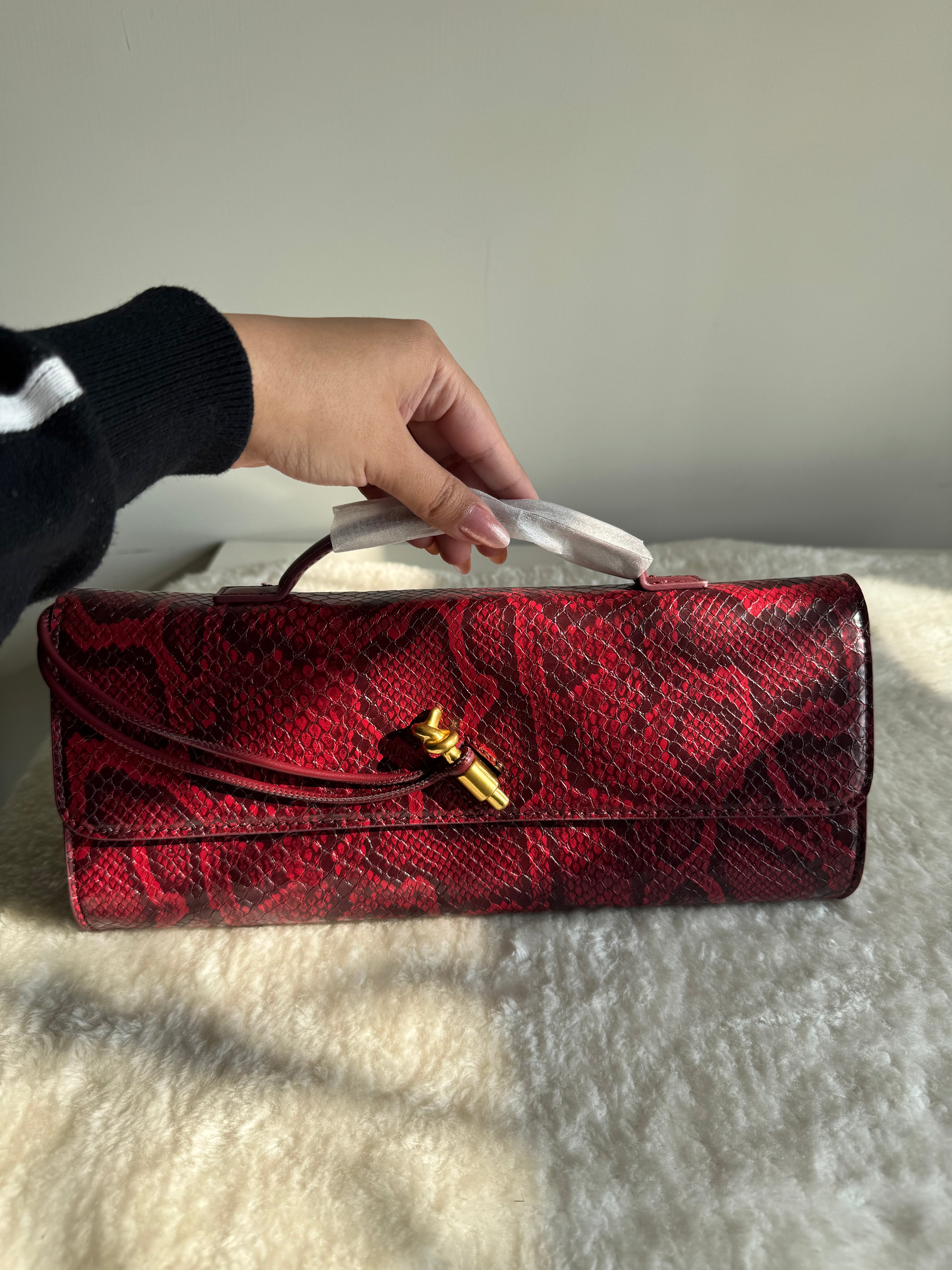 Bottega Veneta Inspired Clutch (Burgandy & Black Textured) with Long Strap