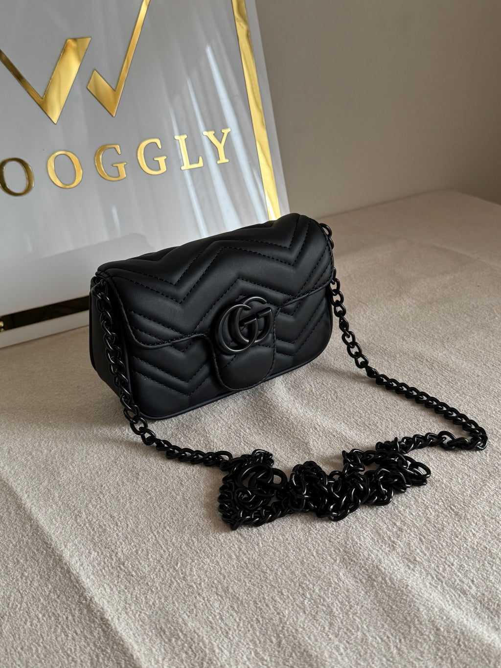 Gucci Signature Bag SMALL - Black on Black with Box Packing