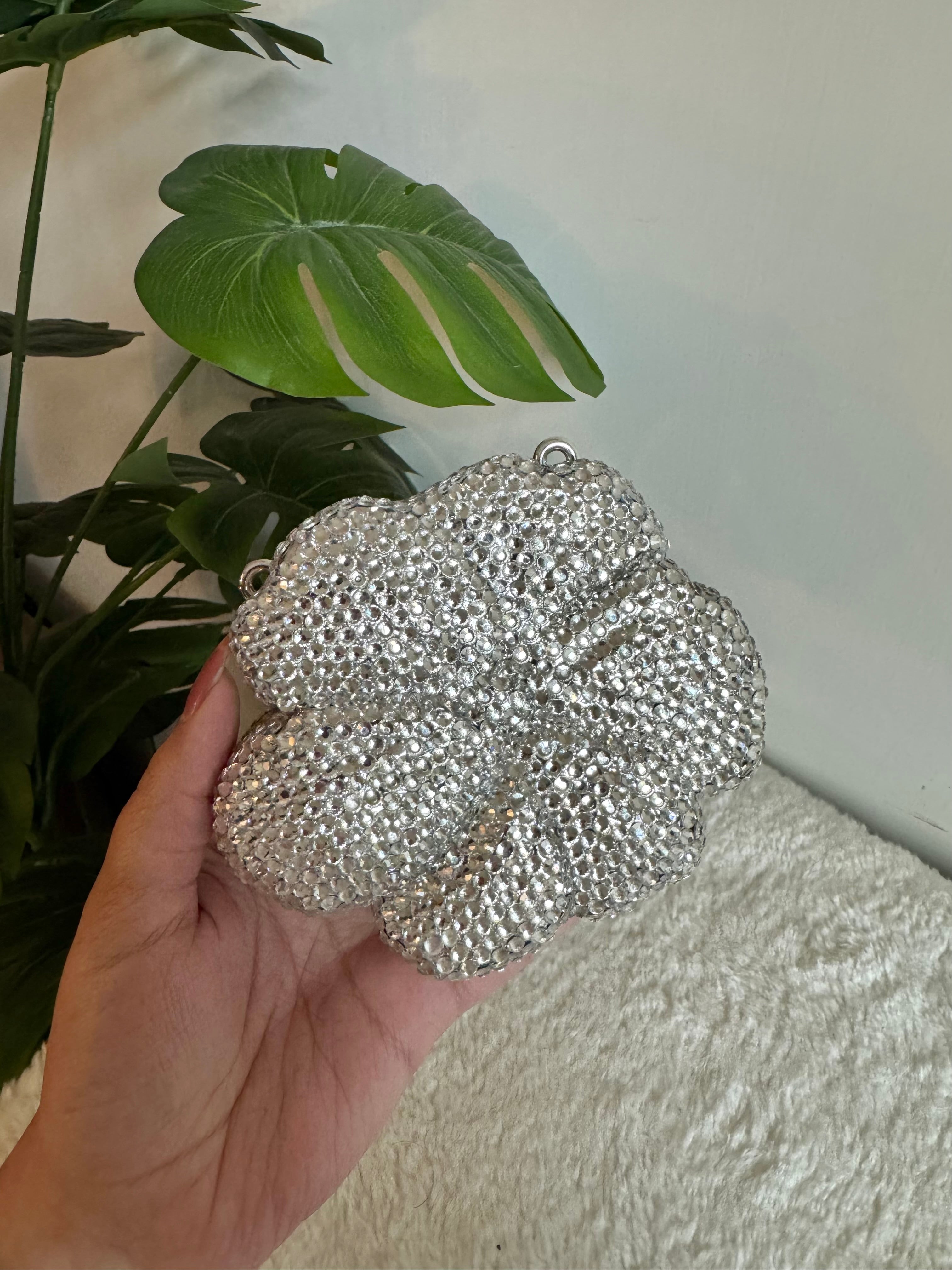 Flower Swarovski Clutch - Mini Silver