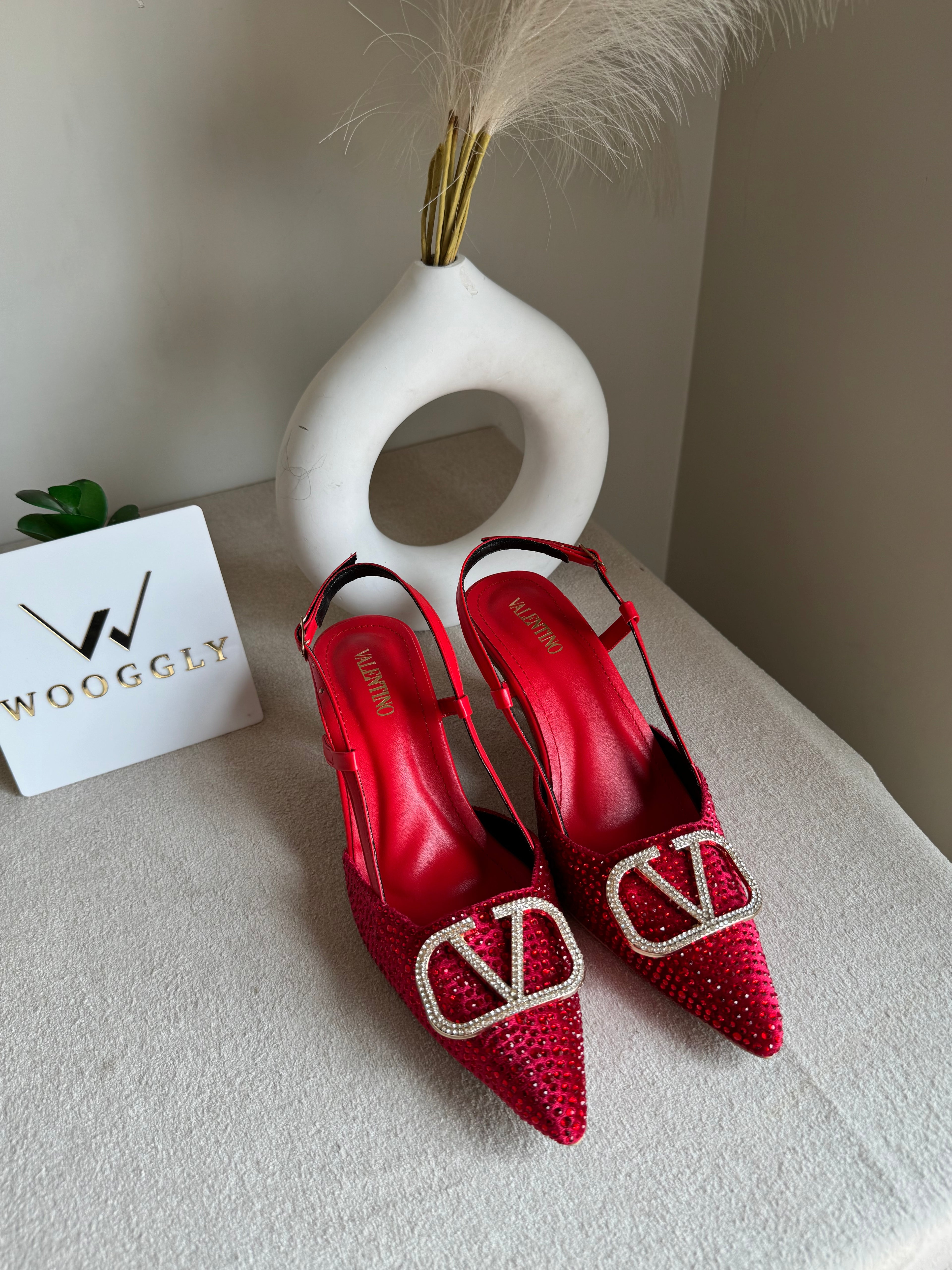 Essential Valentino Red Diamontee Heels