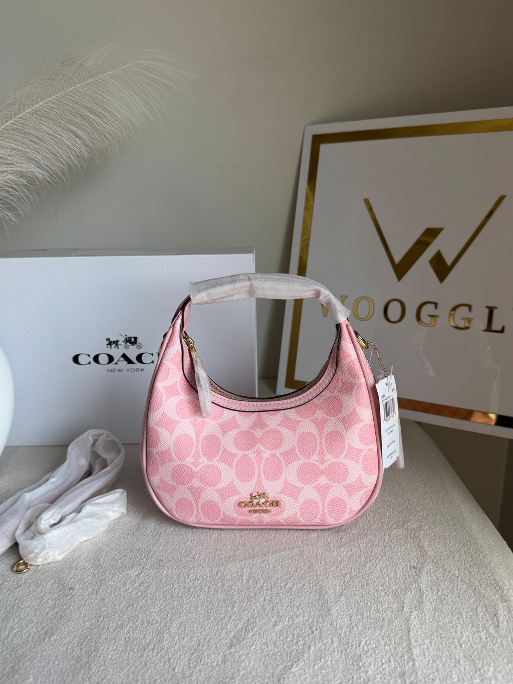 COACH Powder Pink Pretty Bag with Long Strap - BOX PACKING