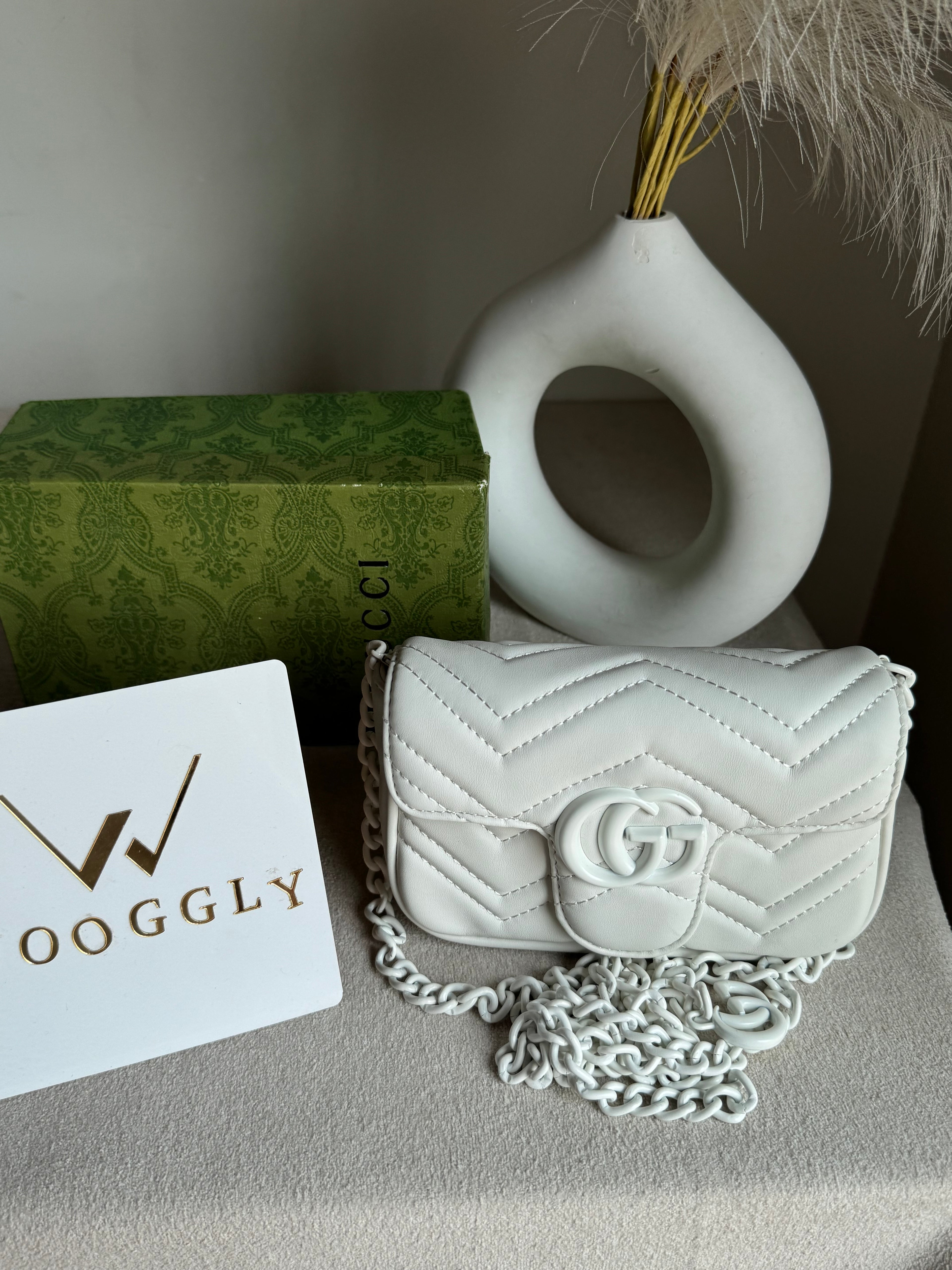 Gucci Signature Bag SMALL - White on White with Box Packing