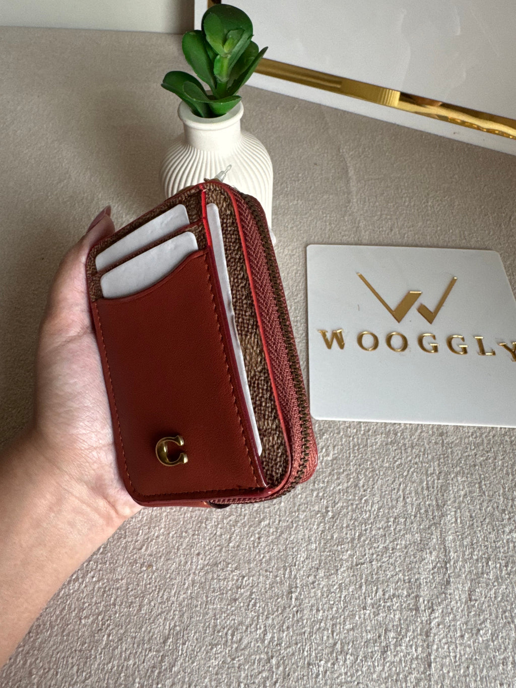 Coach Zip Card Case - Warm Brown