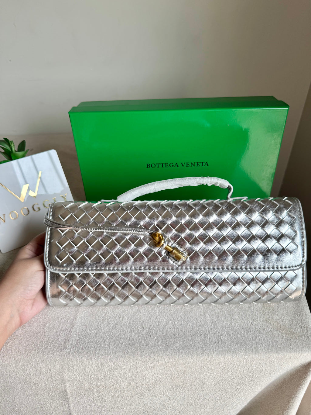 Premium Bottega Veneta Viral Bag with BOX Packing - Silver