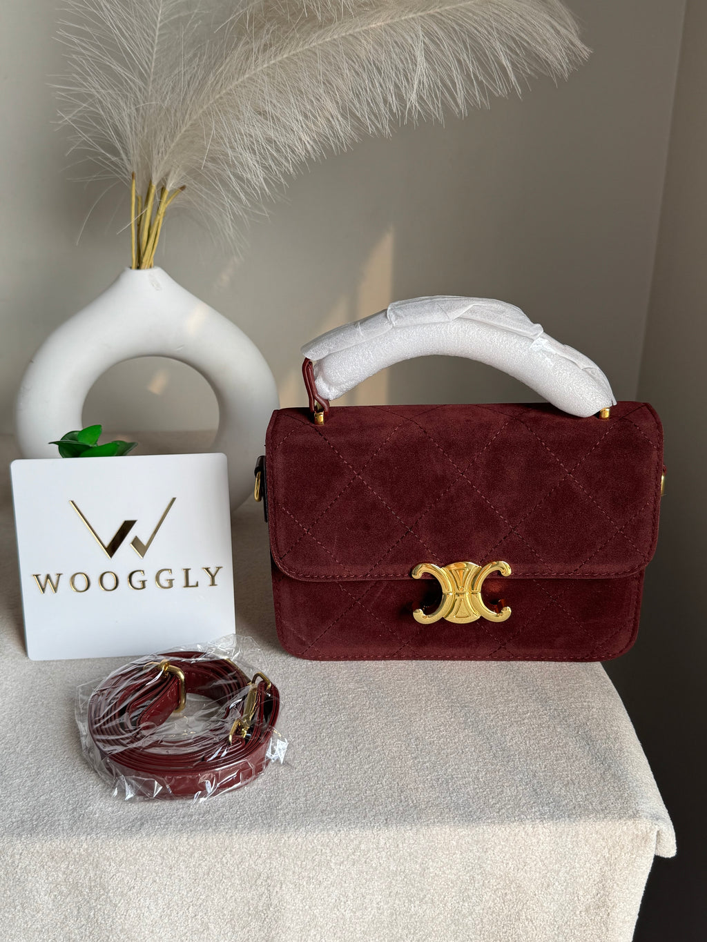 Premium Chloe Hand Bag Burgundy