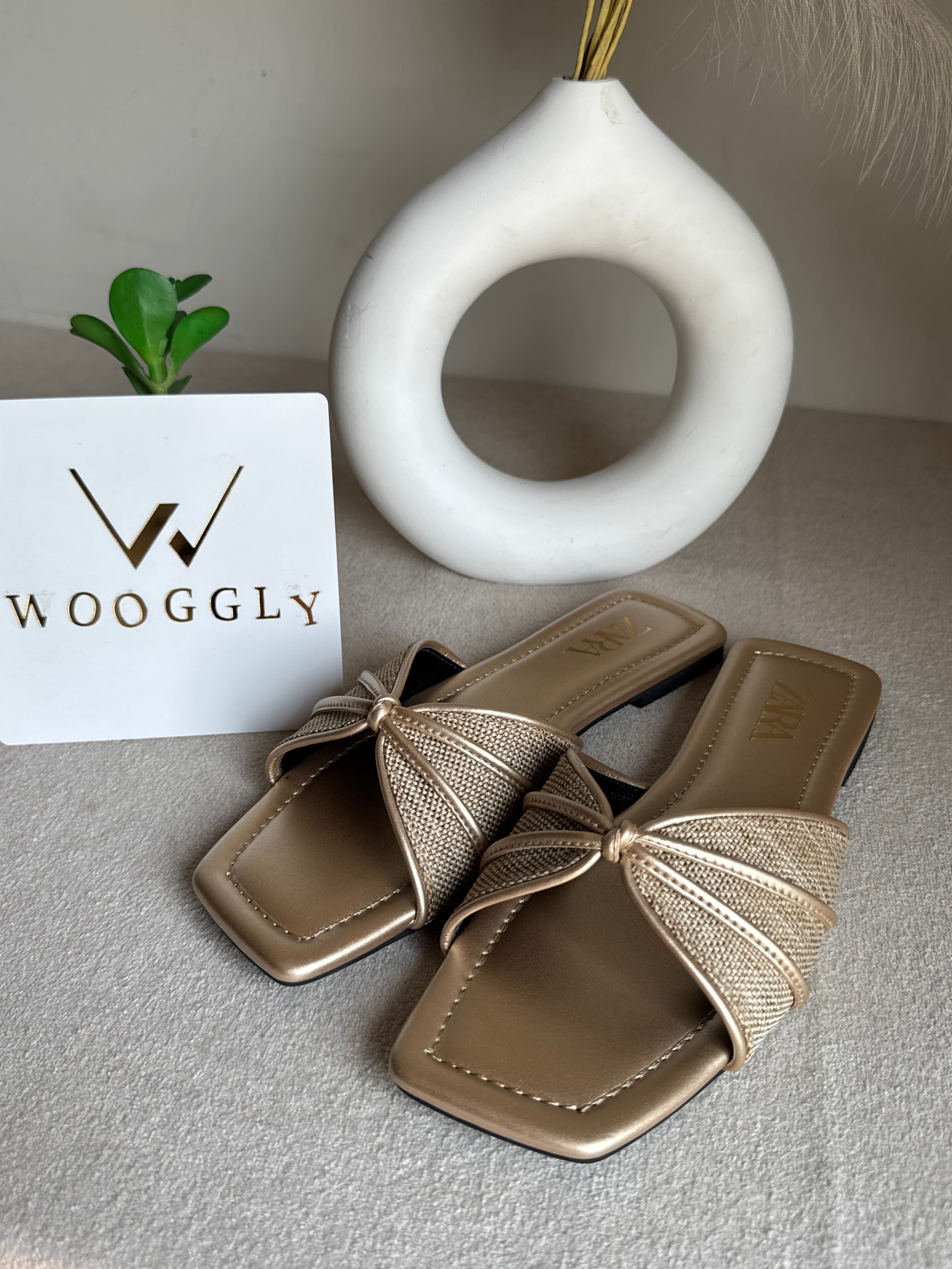 Zara Knot Slides Fawn