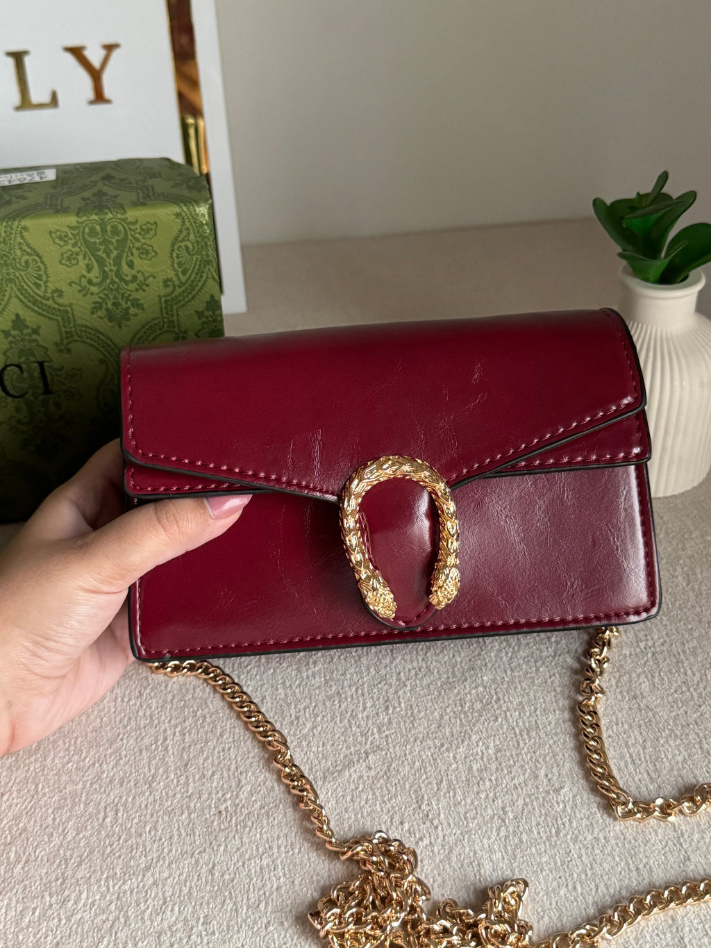 Viral Mini Gucci Bag Maroon - Box Packing