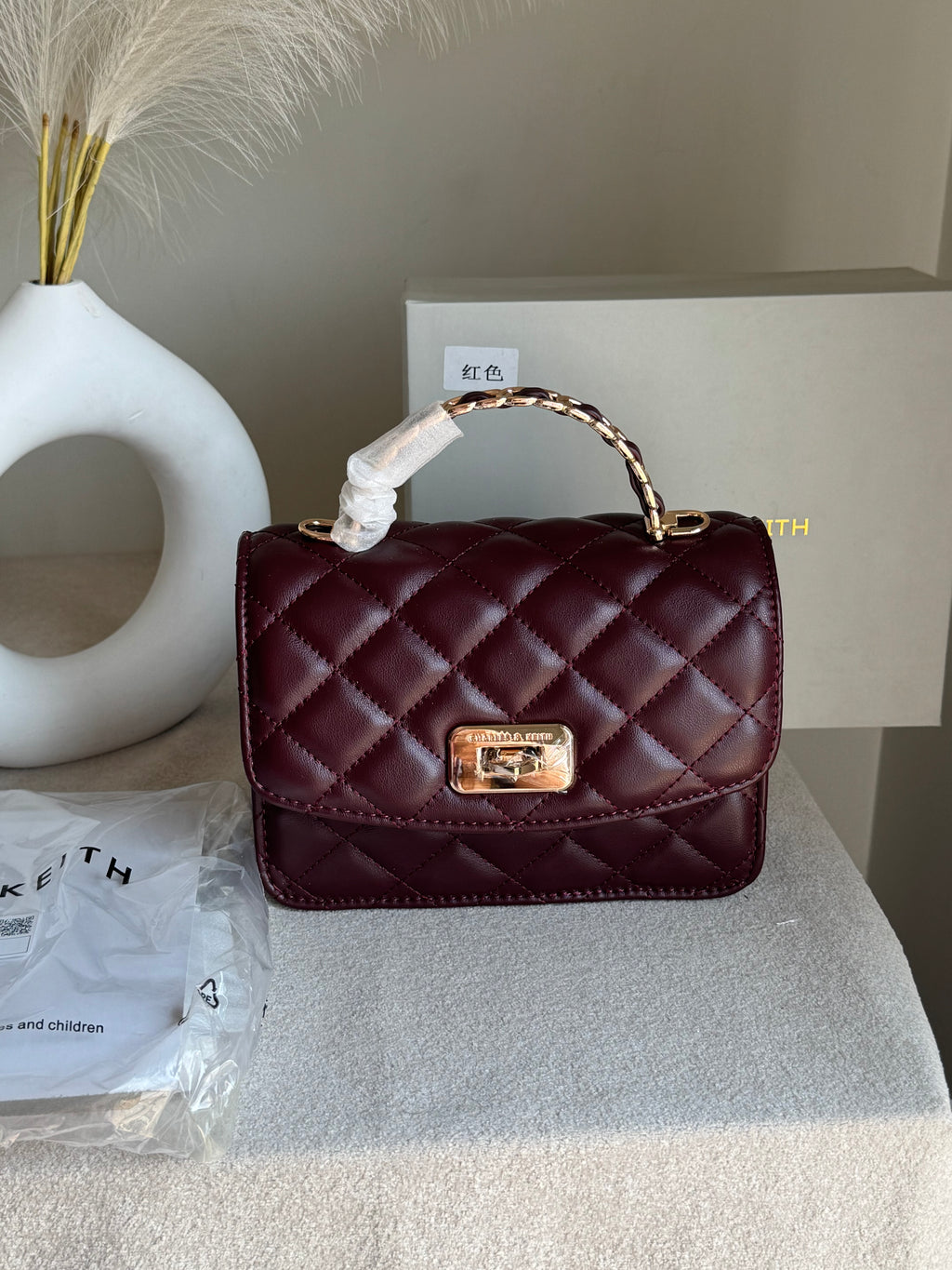 Premium C & K Elora Bag with PROPER PACKING Burgundy