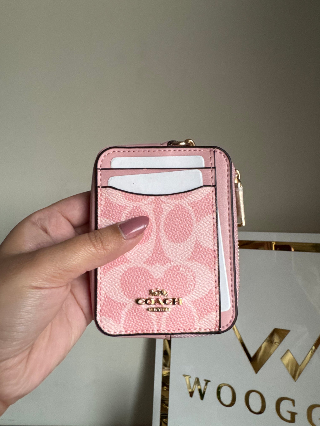 Coach Zip Card Case - Baby Pink