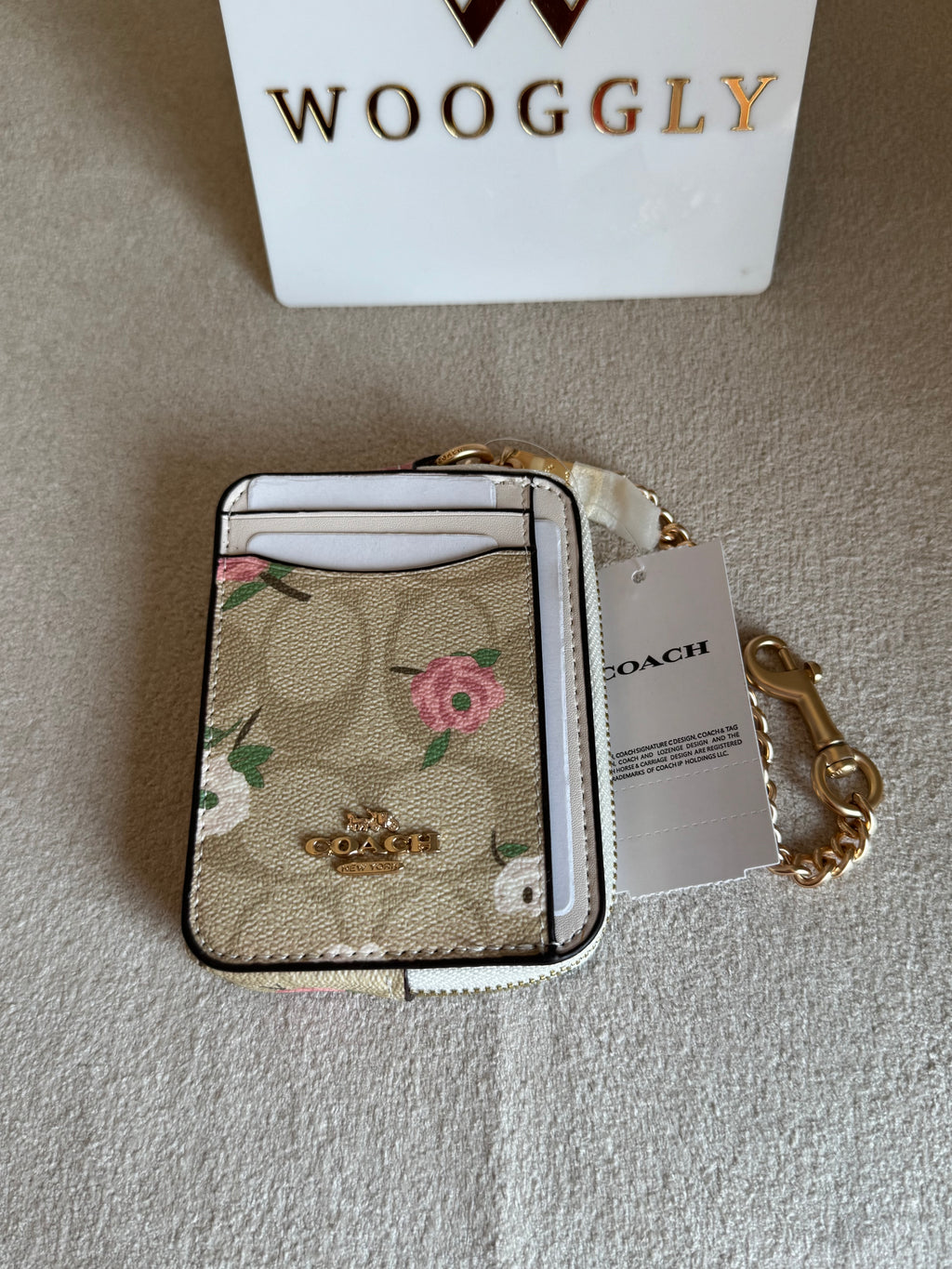 Coach Zip Card Case - Floral Apricot White