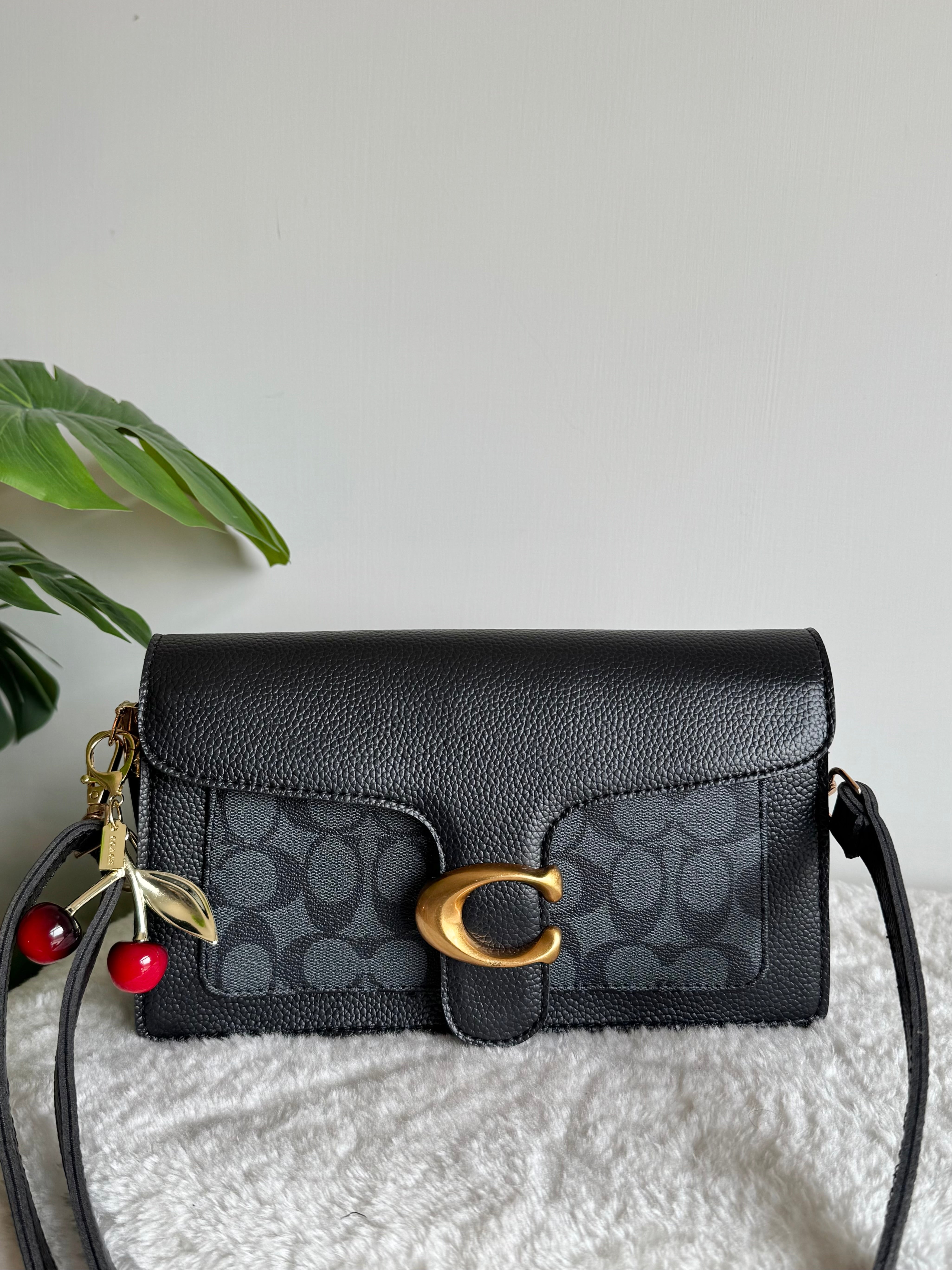 COACH TABBY with Coach Cherry Charm (Black & Grey) - BOX PACKING