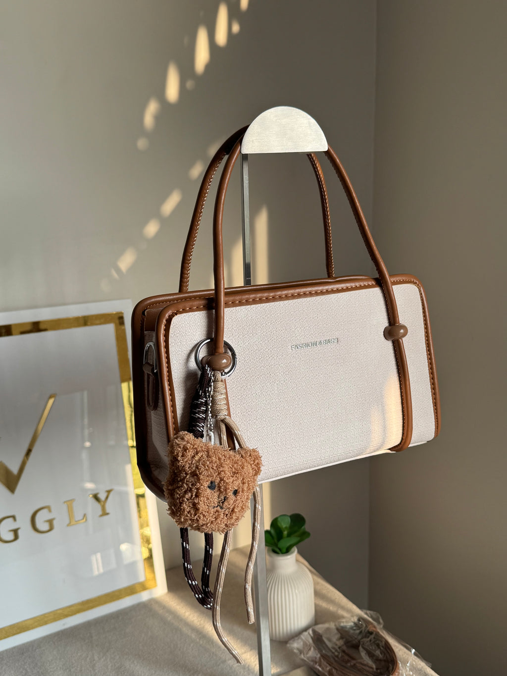Coco White Teddy Bag with Teddy Bag Charm