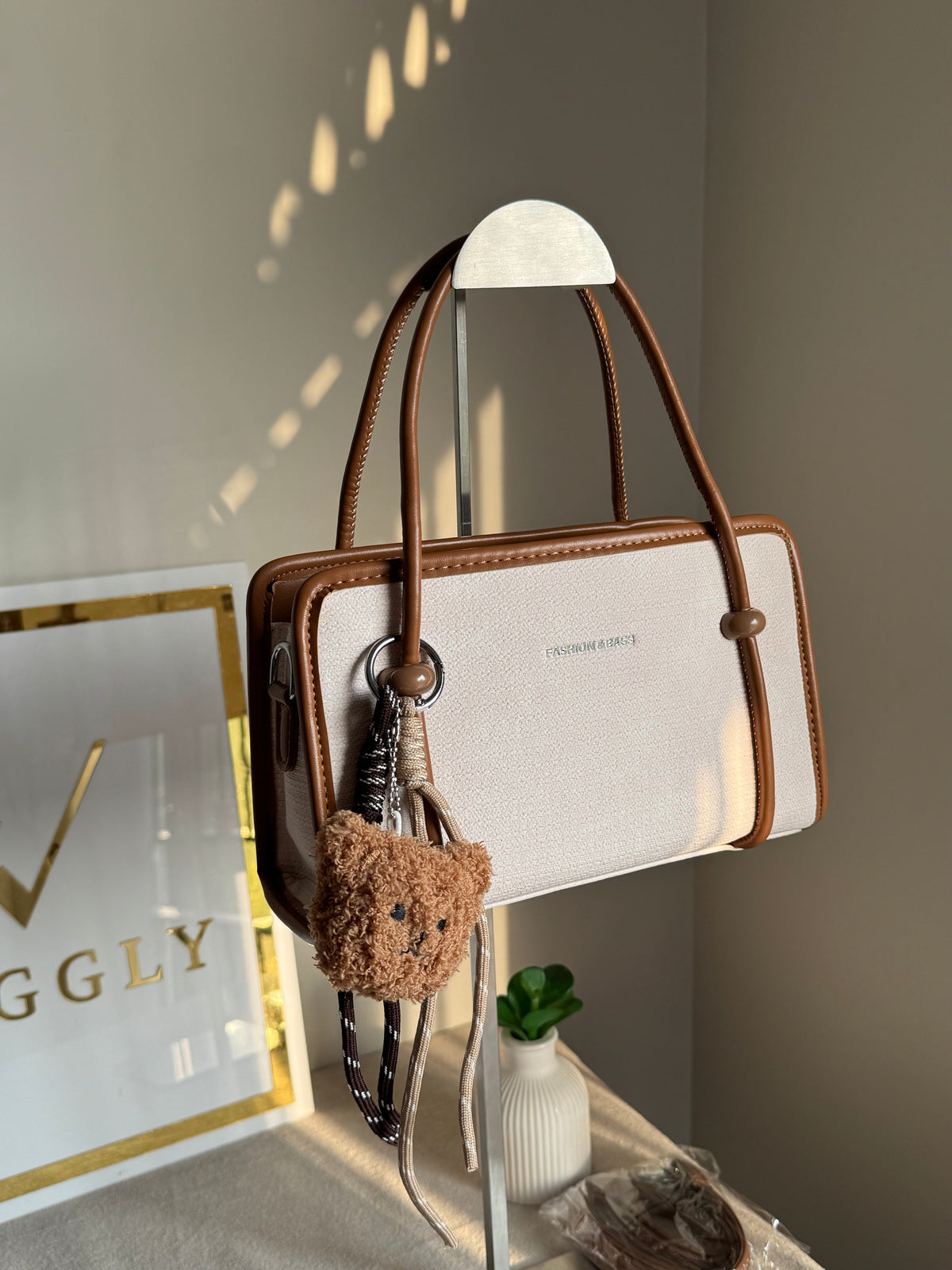 Coco White Teddy Bag with Teddy Bag Charm