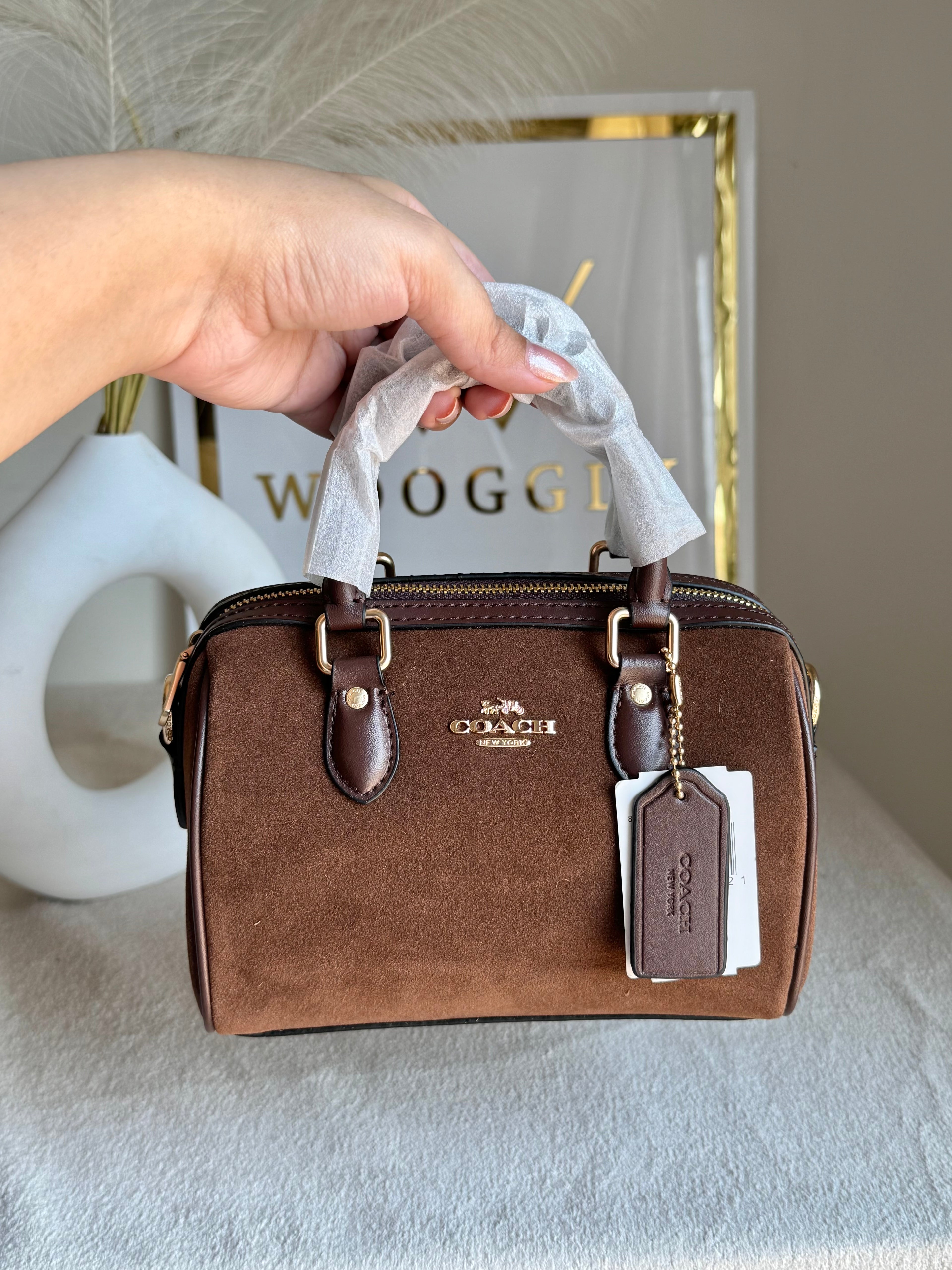COACH Mini Duffle Bag PREMIUM with Long Strap (Chocolate Brown) - BOX PACKING