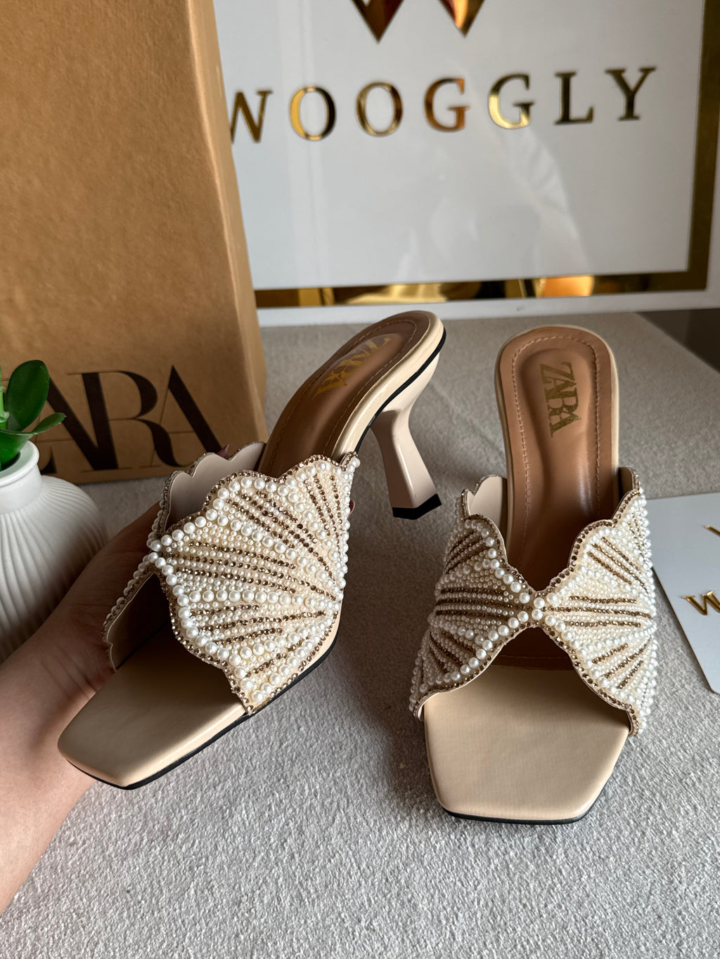 Viral Zara Faux Heels BEIGE with Brand Box