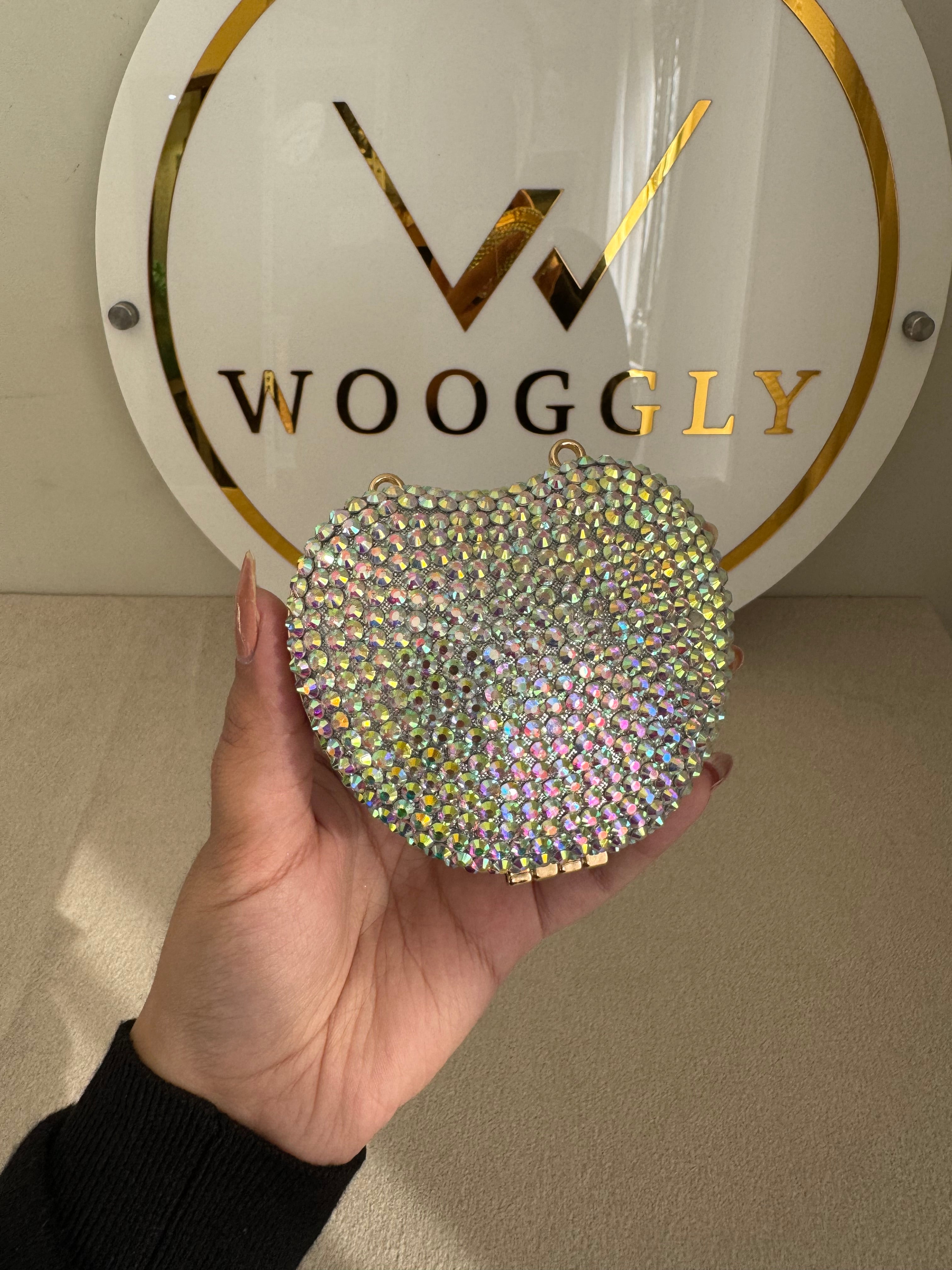 Heart Crystal Clutch with Chain - Mini Multi