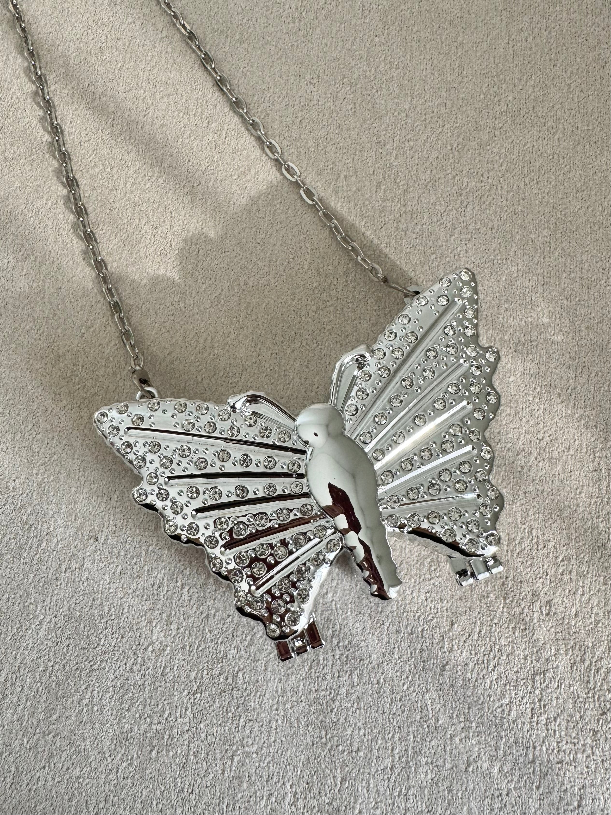 Glam Butterfly Clutch with Chain - Mini Silver