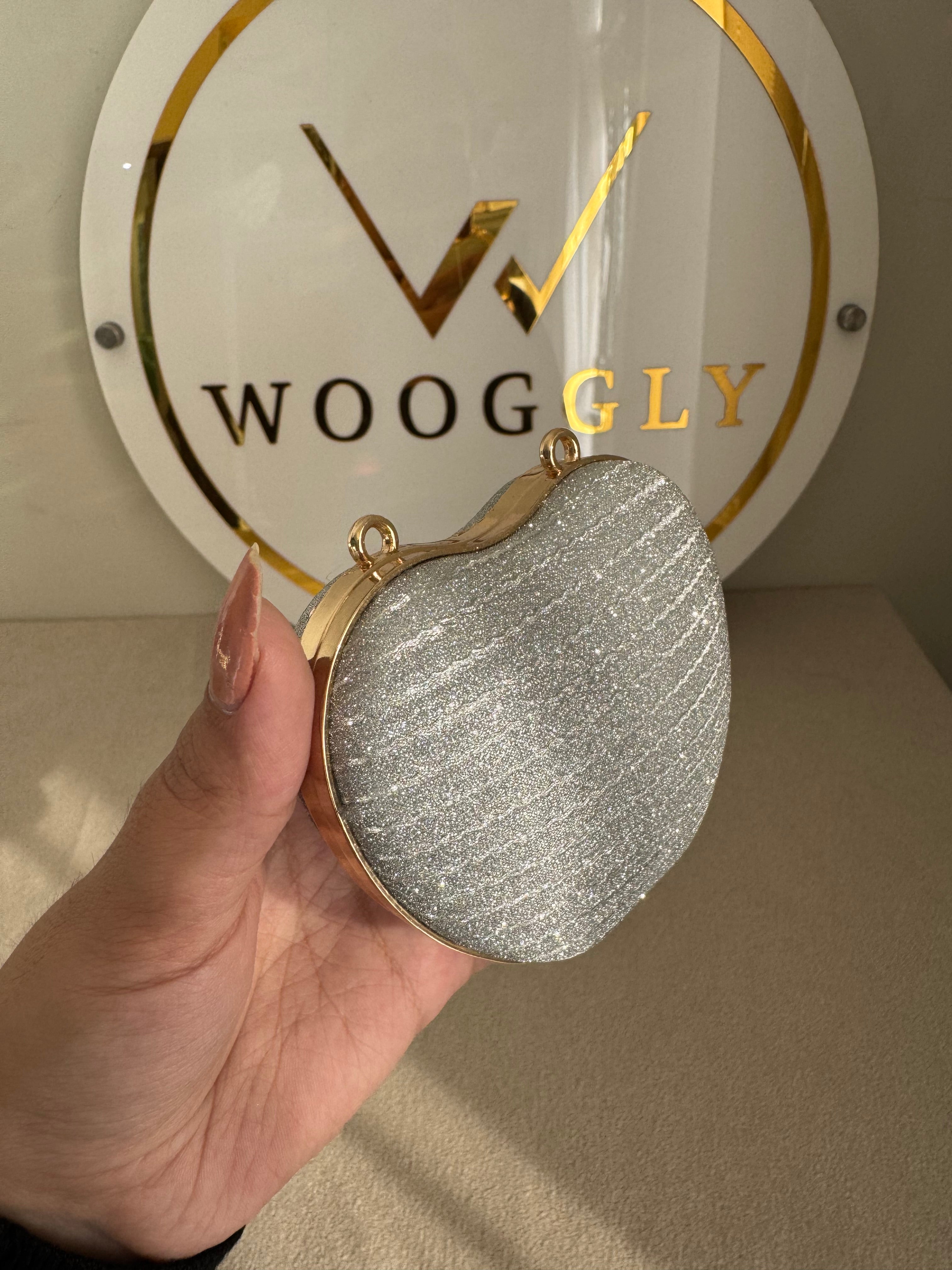 Apple Shimmer Clutch with Chain - Mini Silver