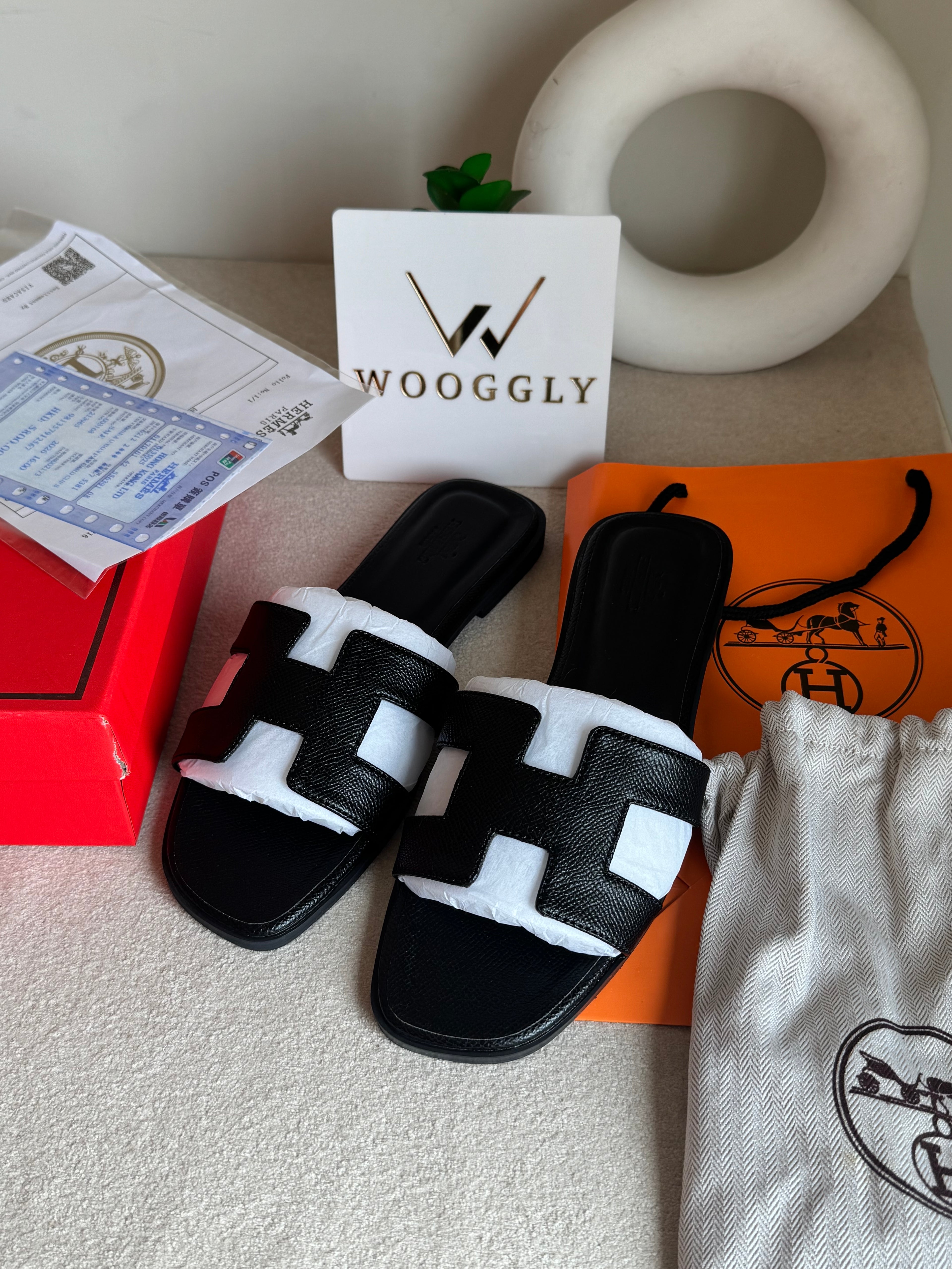 Premium Hermes Slides Black