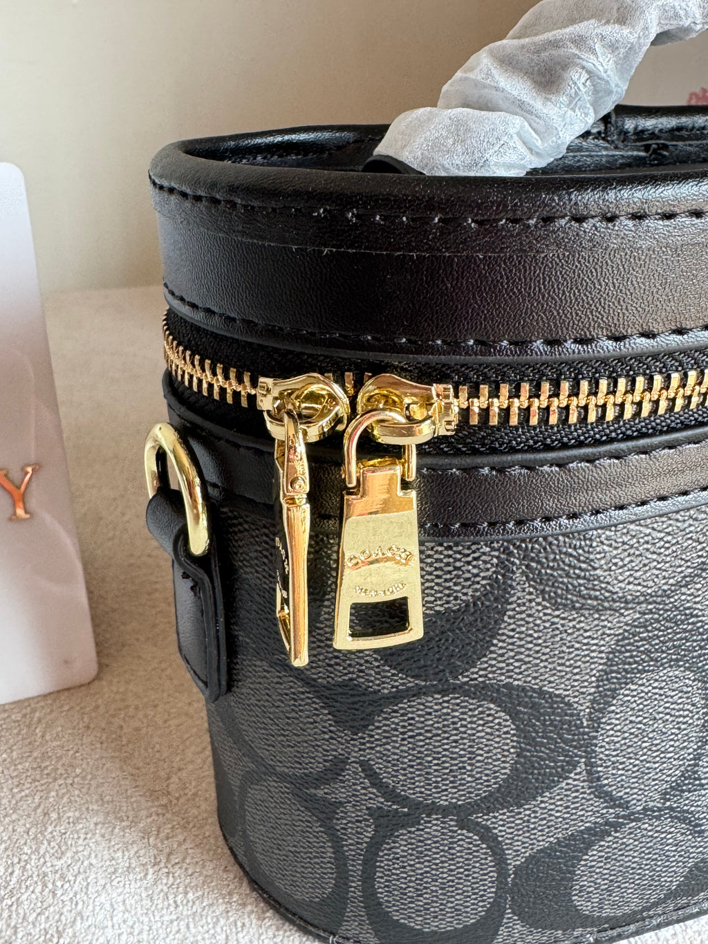 COACH Premium Bucket Bag (Signature Black) with Long Strap - BOX PACKING