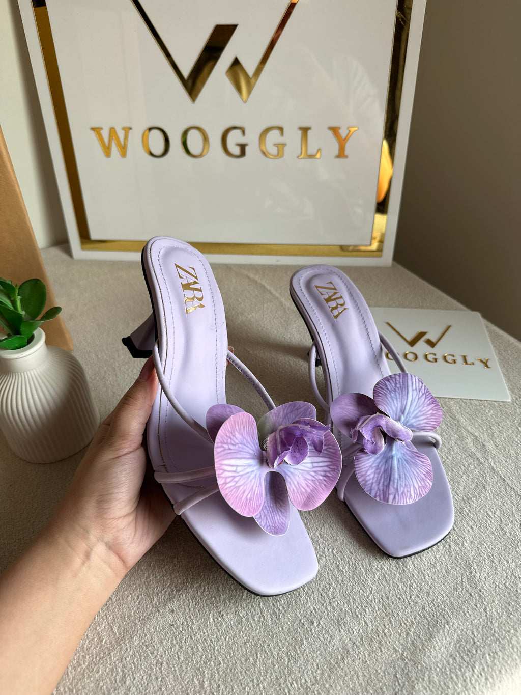 Zara Flower Heels LILAC - with Brand Box