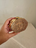 Mini Chanel Embellished Clutch with Chain - Rose Gold