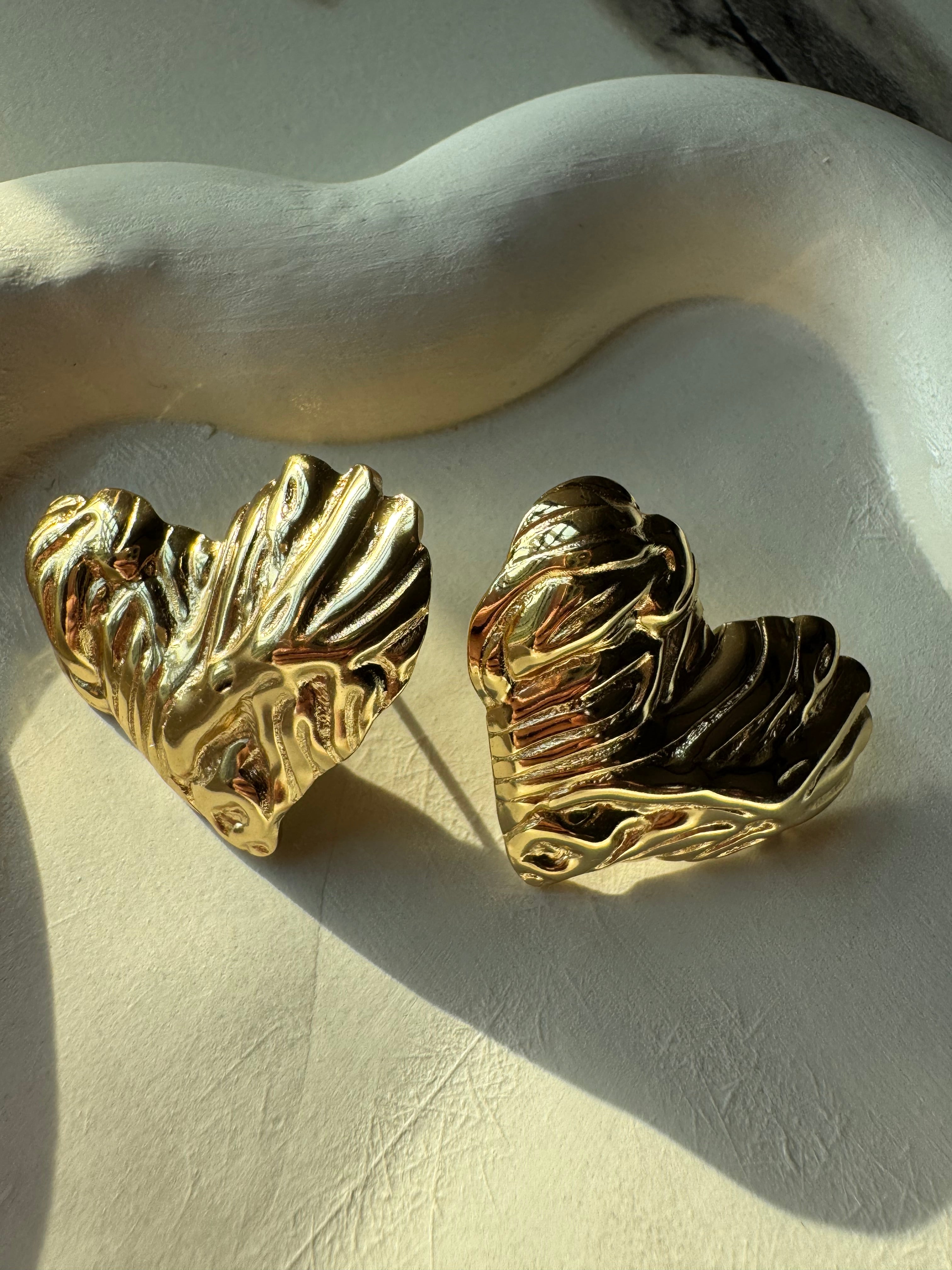 Cute Heart Earrings - 18K Gold Plated