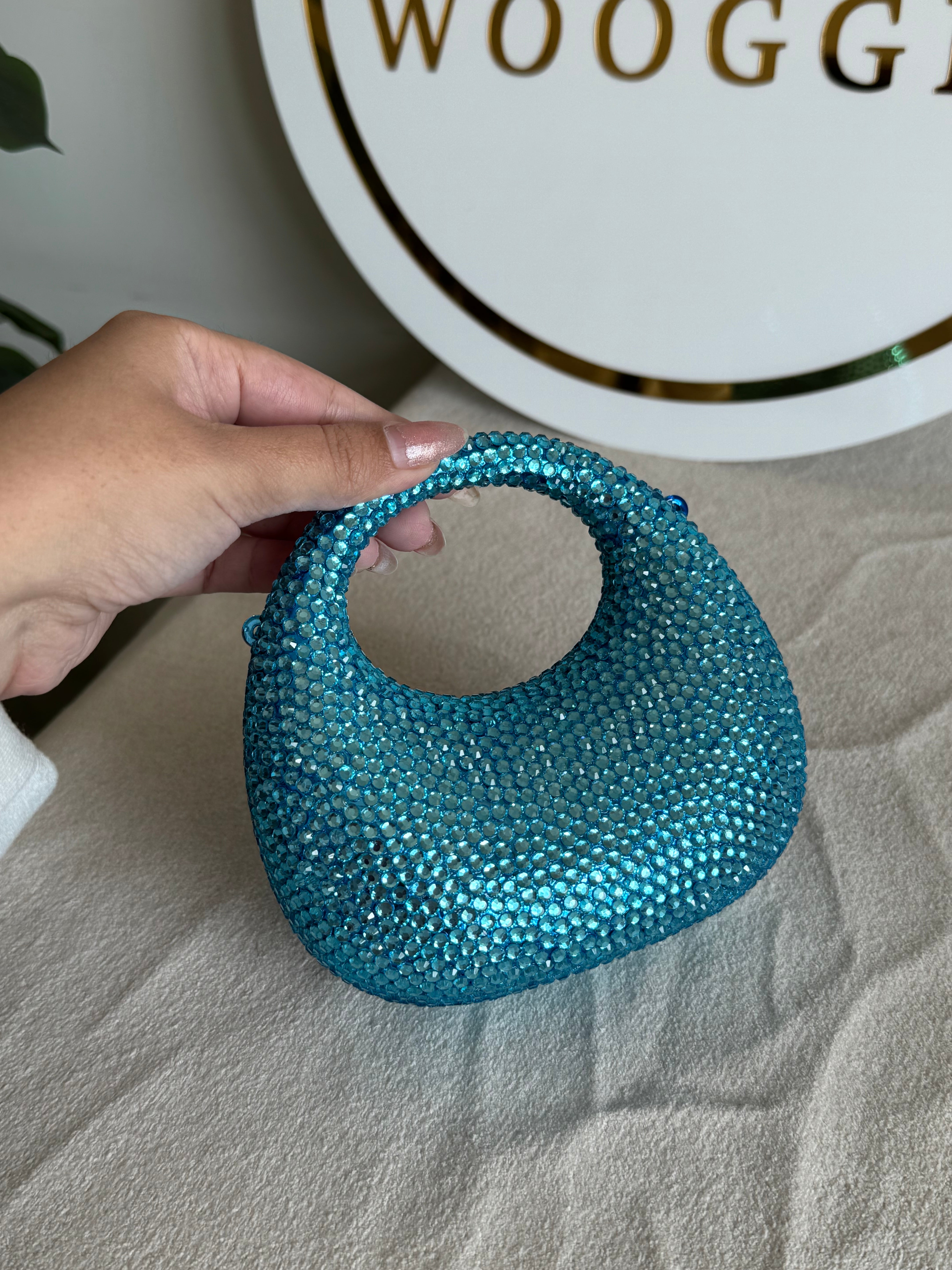 Viral Swarovski Metallic Clutch - Mini Blue