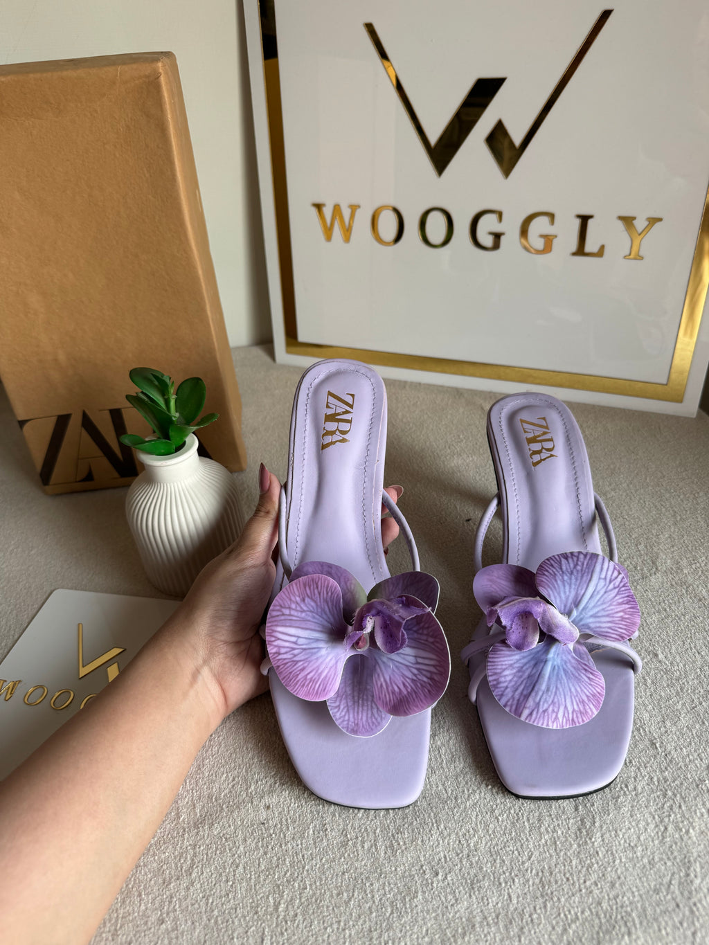 Zara Flower Heels LILAC - with Brand Box