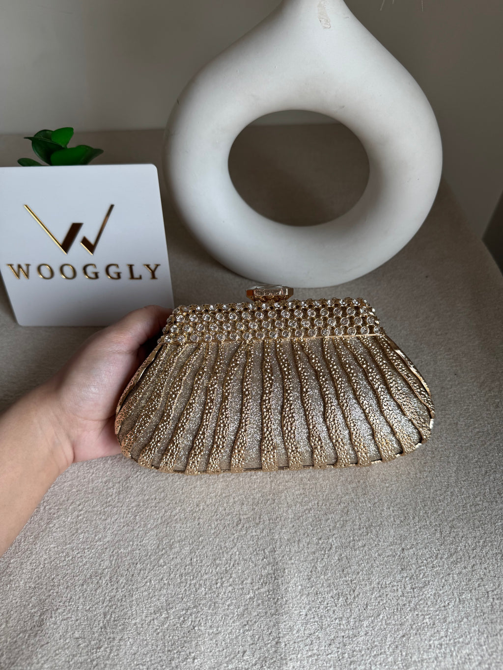 Roselle Clutch Champagne Metal