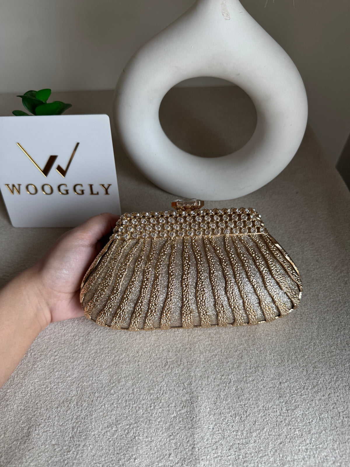 Roselle Clutch Champagne Metal