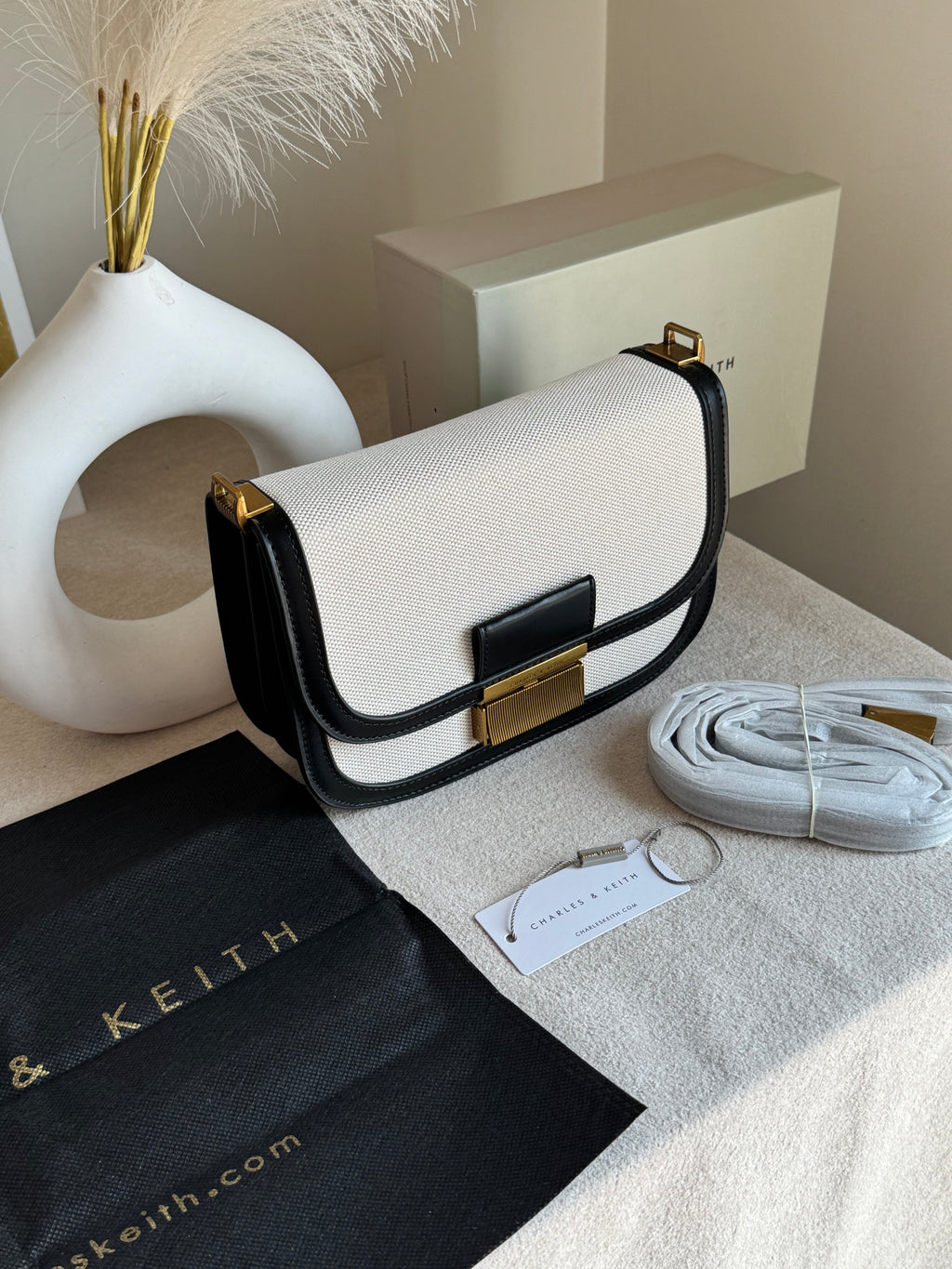 Premium C&K Coco Bag with PROPER PACKING Cream & Black